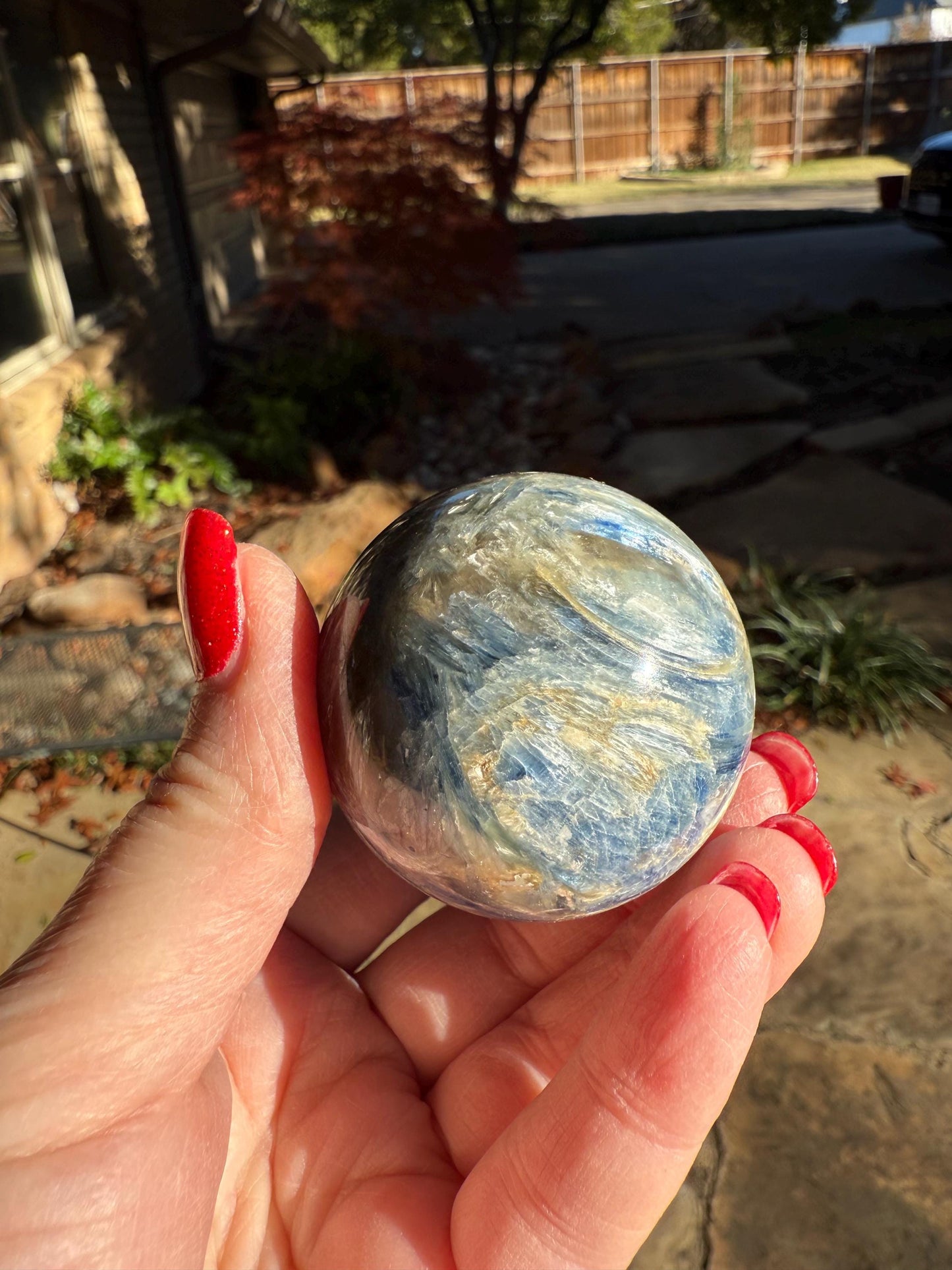 Premium Blue Kyanite Sphere, 6” around, new, gorgeous high vibration crystals