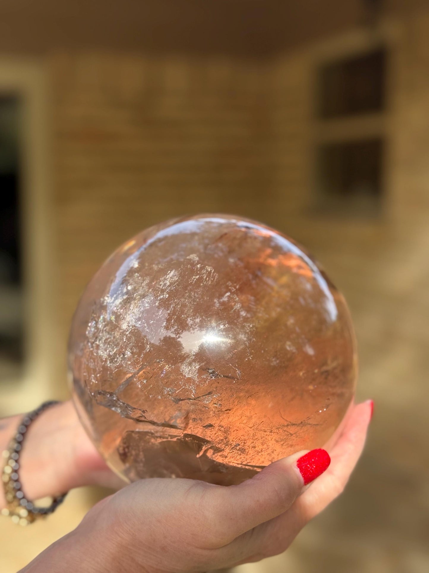 Private Collection 18.75” around Smoky Lemurian Quartz Sphere, New, rainbows, high vibration crystals, gifts