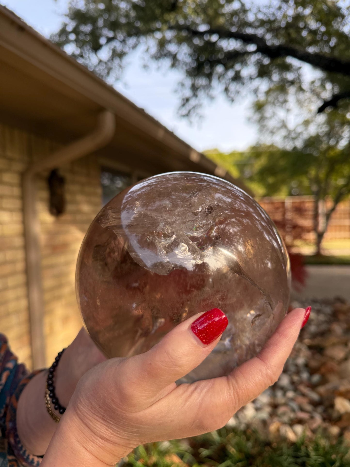 Private Collection 18.75” around Smoky Lemurian Quartz Sphere, New, rainbows, high vibration crystals, gifts