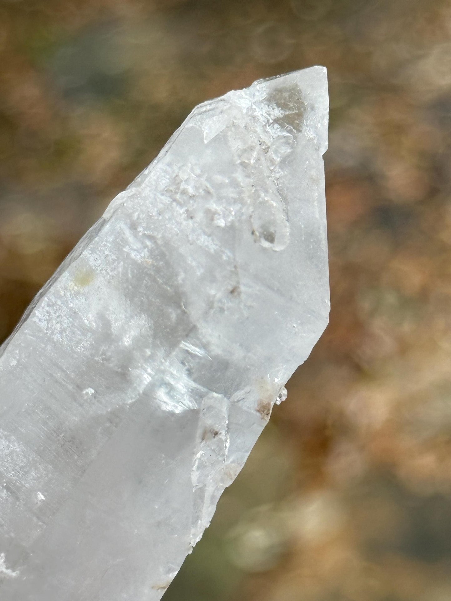 Laser Sugared Lemurian Wand 6”, crown bottom, New, gift, altar, high vibration crystals