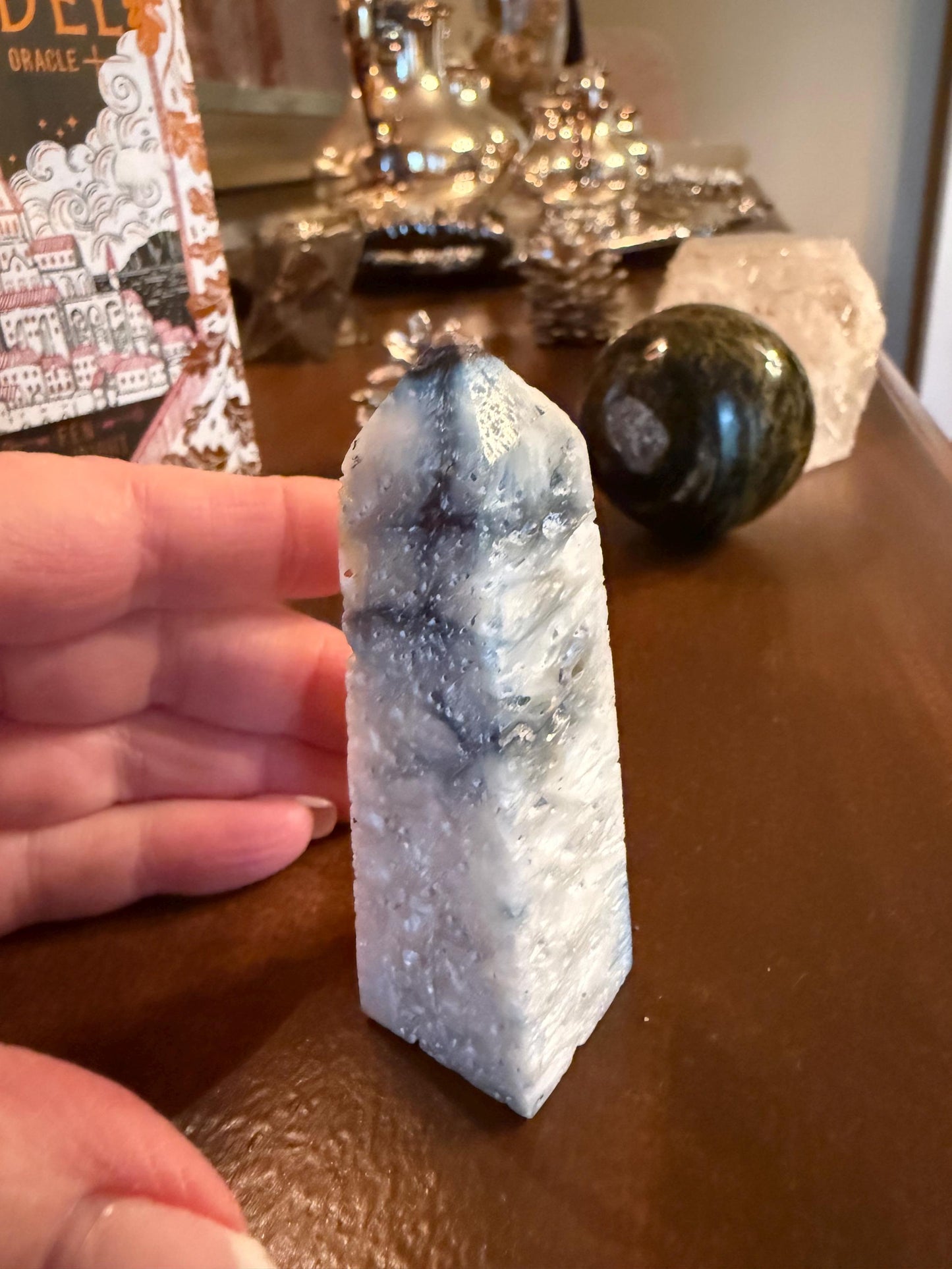 Nakauriite tower, Blue Ice, Glacierite, 3”, new, gift, altar, crystals, high vibration crystals, rare