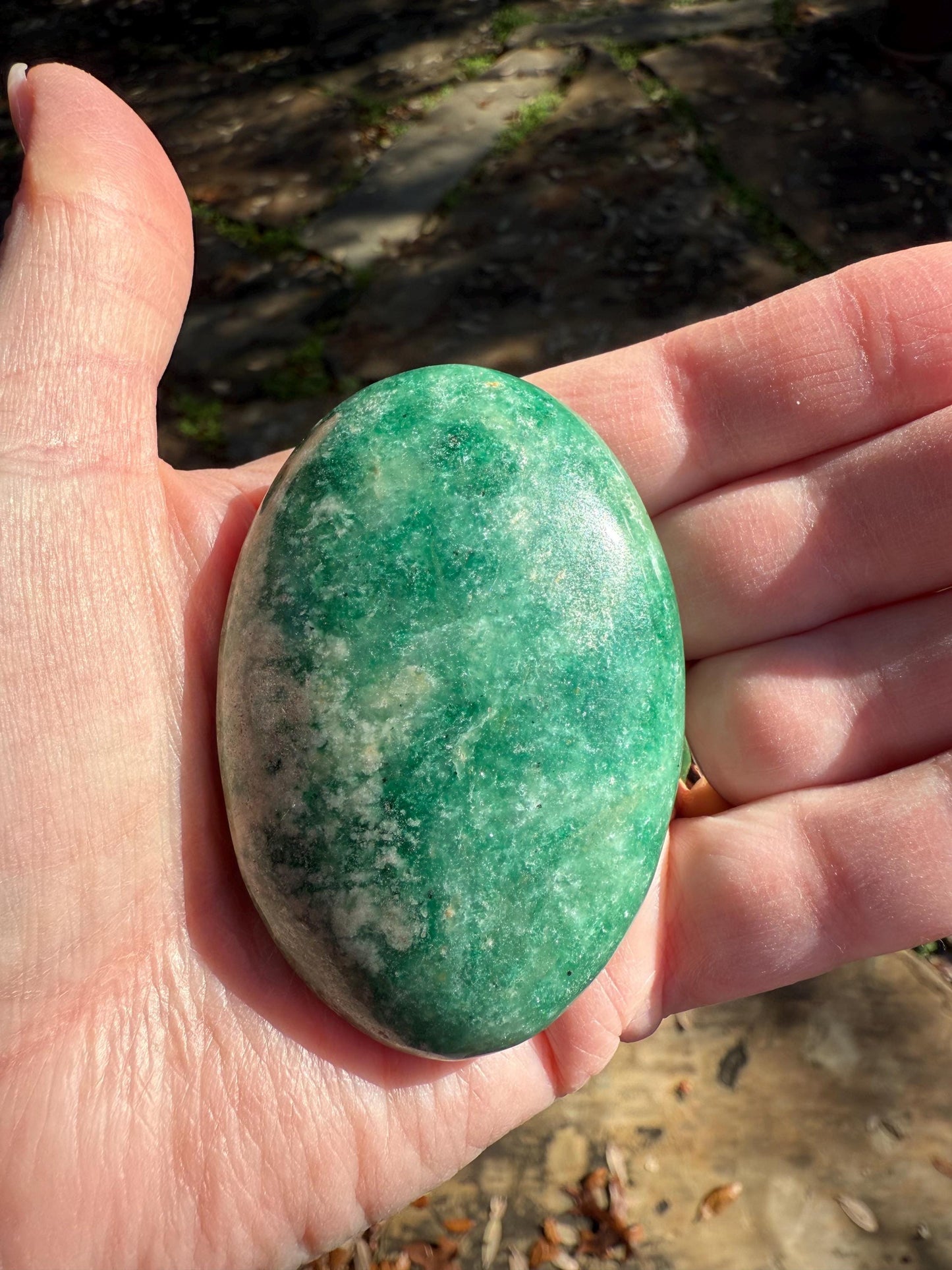 Green Aventurine Palm Stone, New, Gifts, abundance, wand, high vibration crystal healing, 2.5”