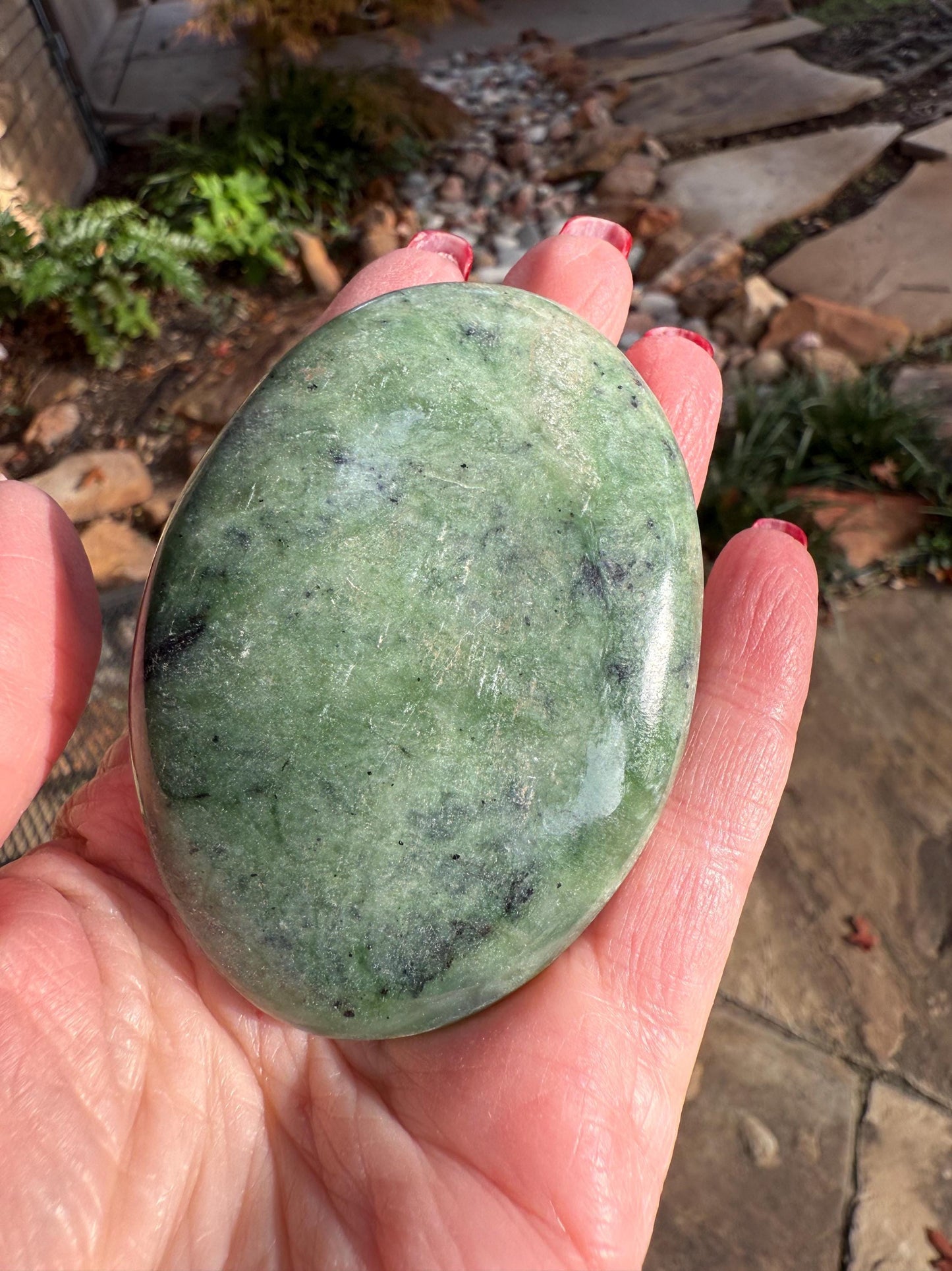 Nephrite Jade Palm Stone, Exquisite, approx 3”, gift, new in shop, healing crystals