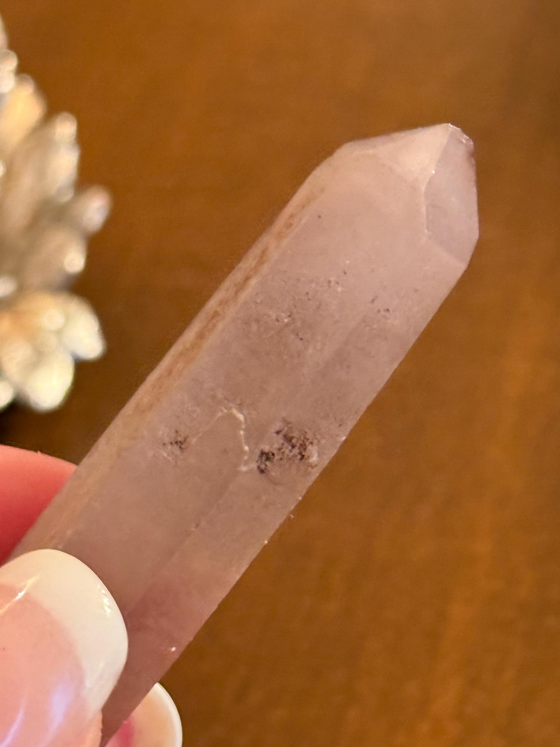 Strawberry Pink Mint Lemurian wand, new, high quality, striations, crystal healing, 2.25”, premium