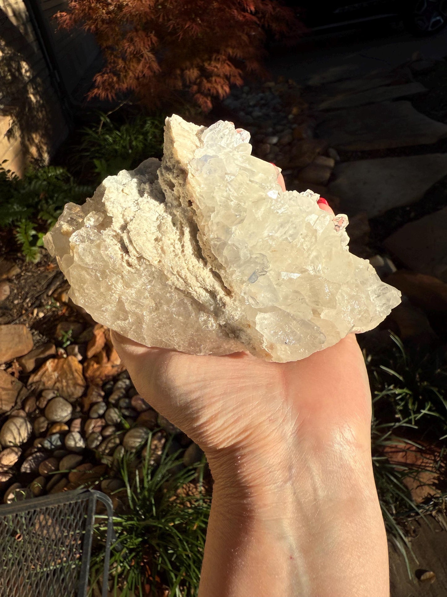 Large Dumortierite in Quartz cluster bed, gorgeous and so rare, Brazil, high vibration crystal healing