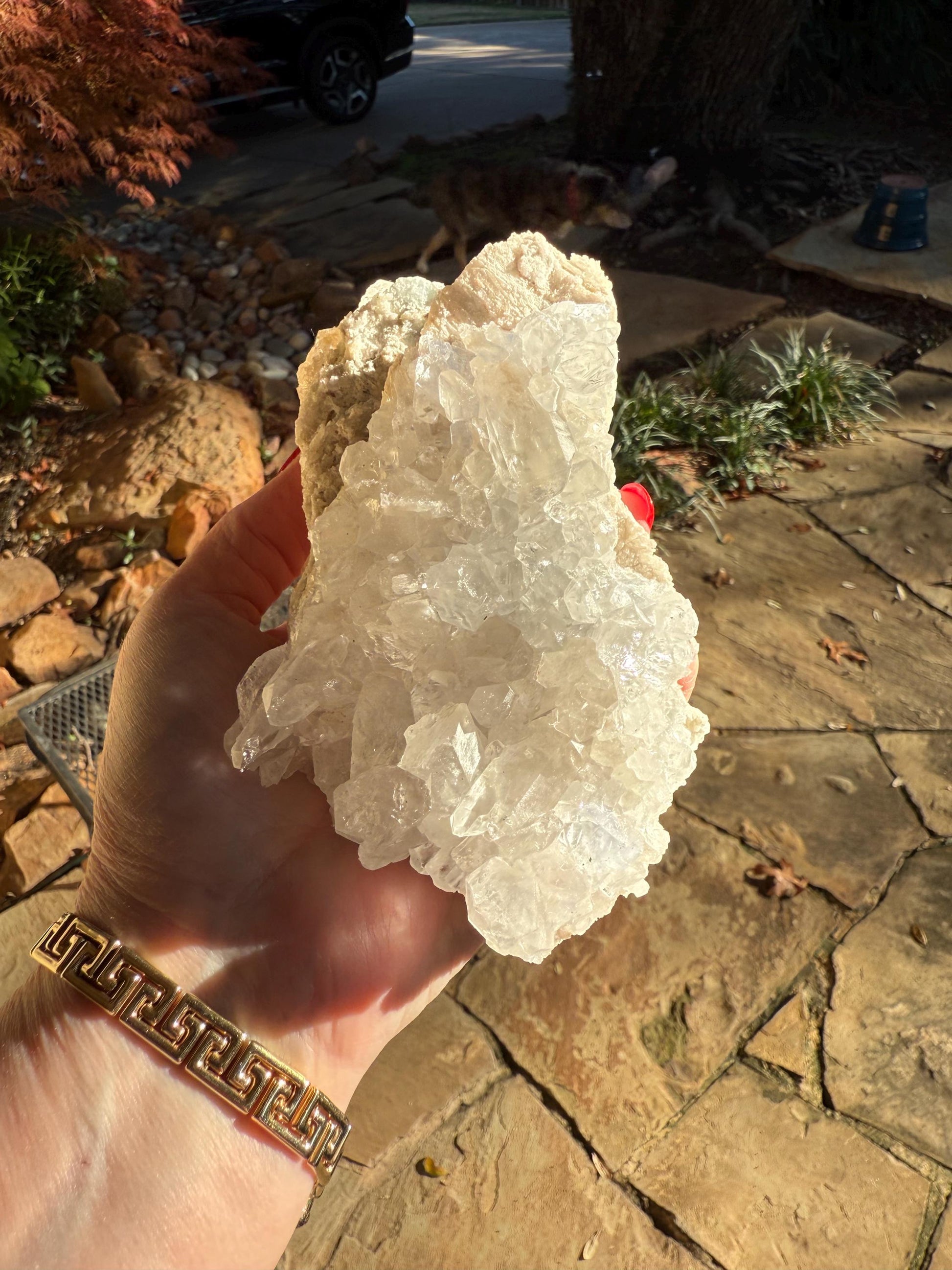 Large Dumortierite in Quartz cluster bed, gorgeous and so rare, Brazil, high vibration crystal healing