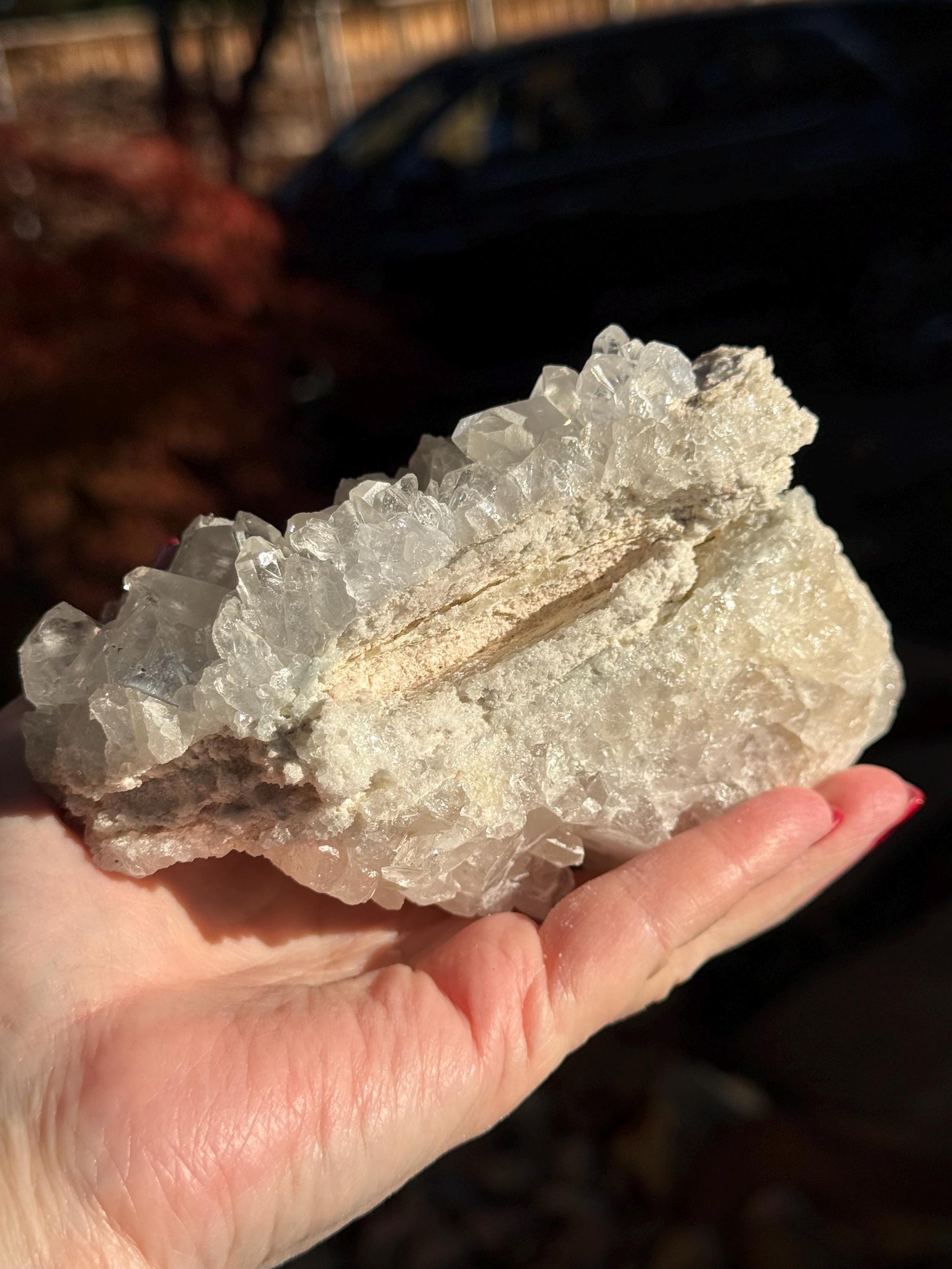 Large Dumortierite in Quartz cluster bed, gorgeous and so rare, Brazil, high vibration crystal healing