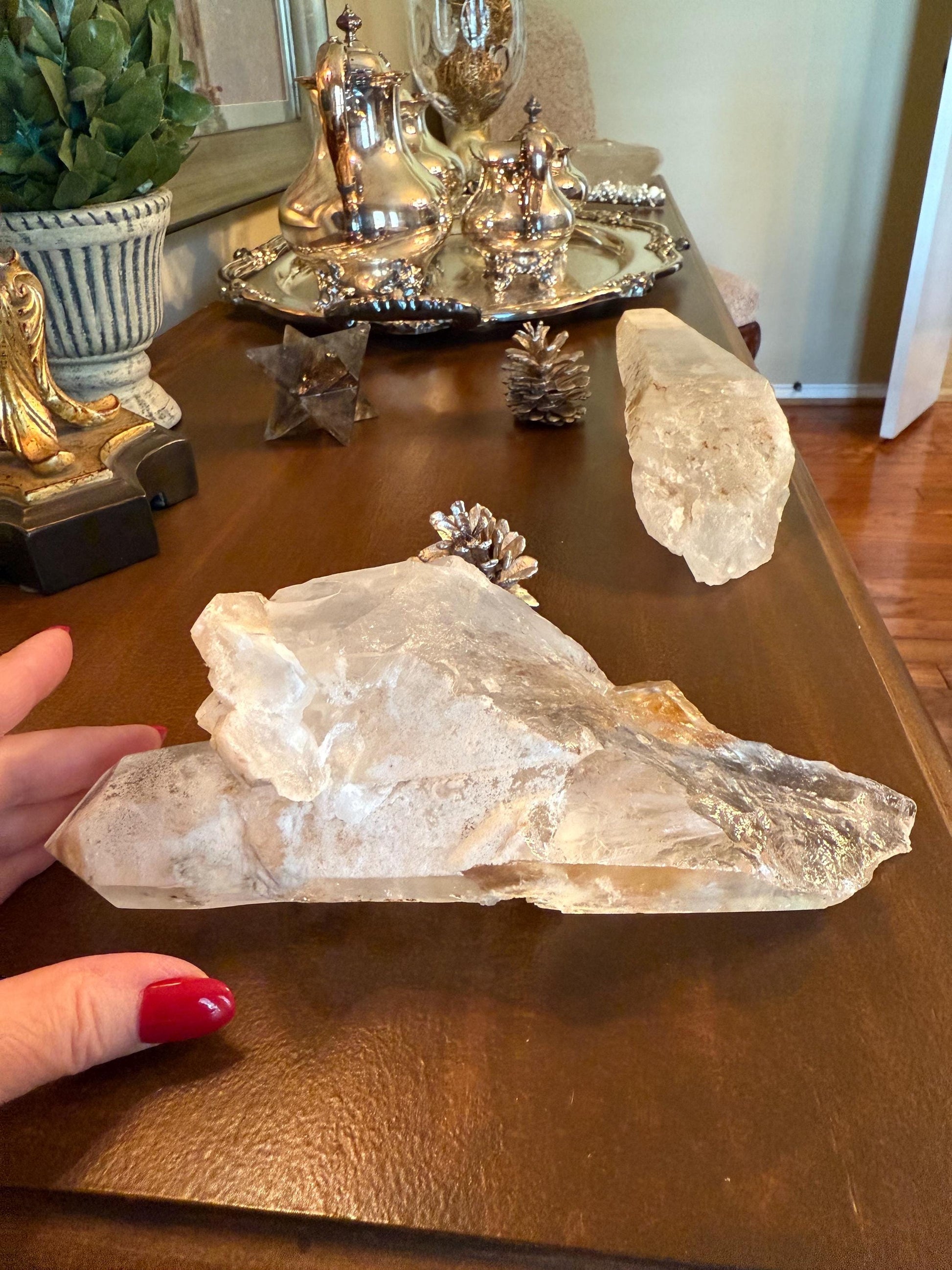 Sugared Laser Singing Lemurian Wand 9”, New, gift, altar, high vibration crystals