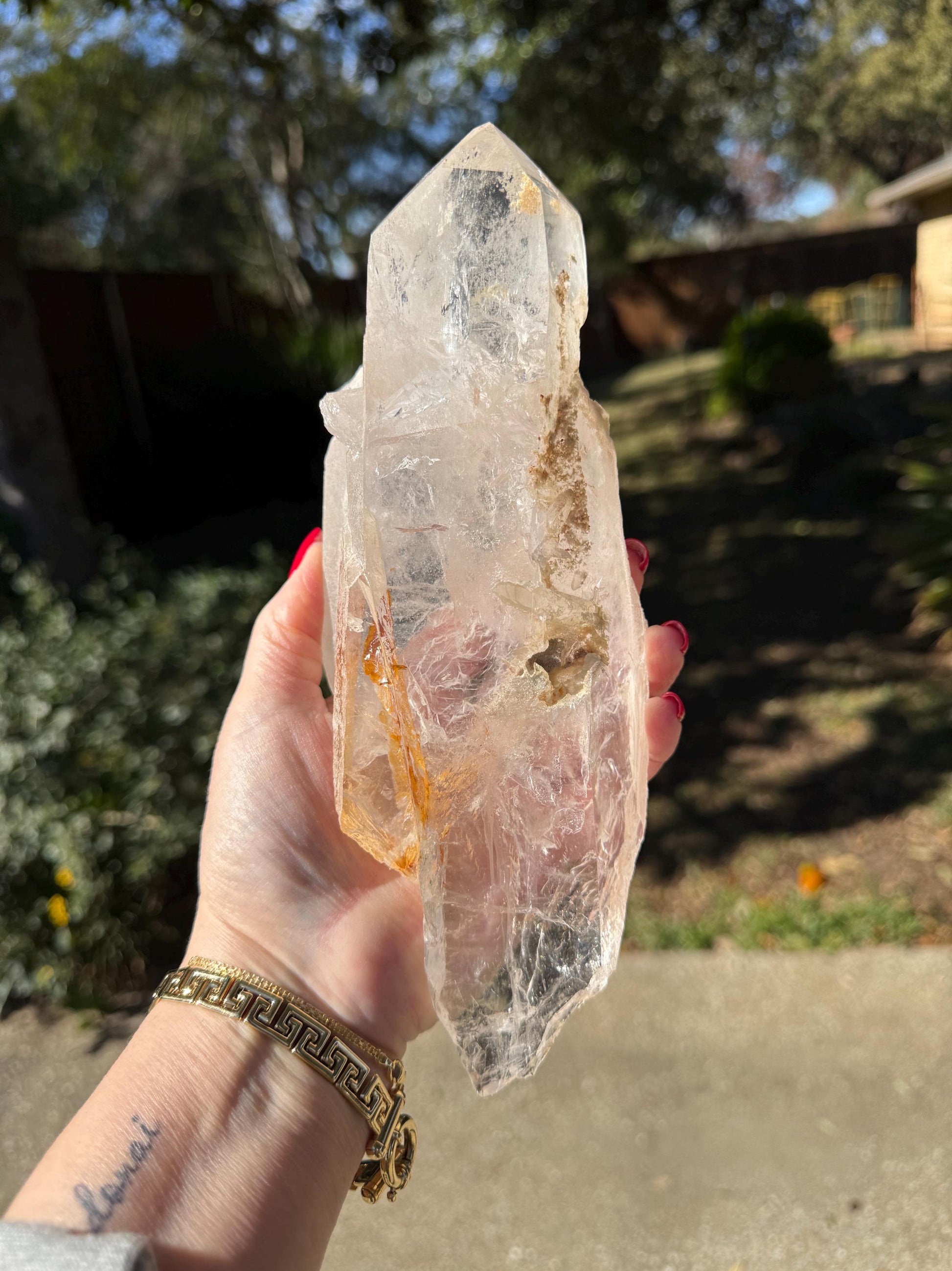 Sugared Laser Singing Lemurian Wand 9”, New, gift, altar, high vibration crystals