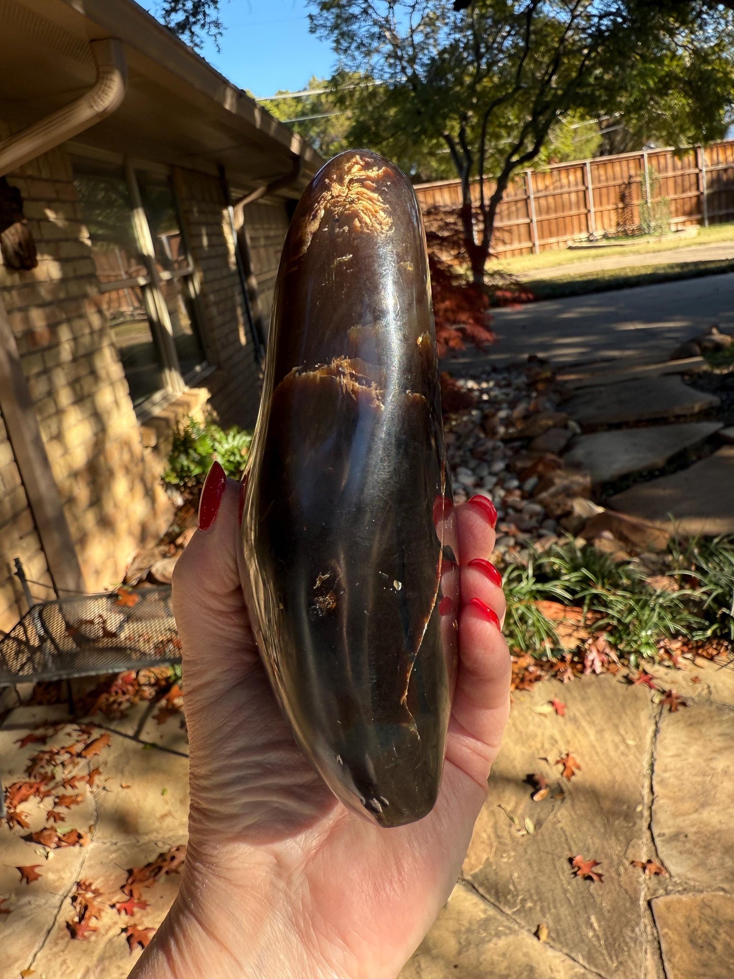 Large amber polished chunk, New, altar, gift, high vibration crystals, natural, crystal healing, 15 ounces, 5.75”, statement piece