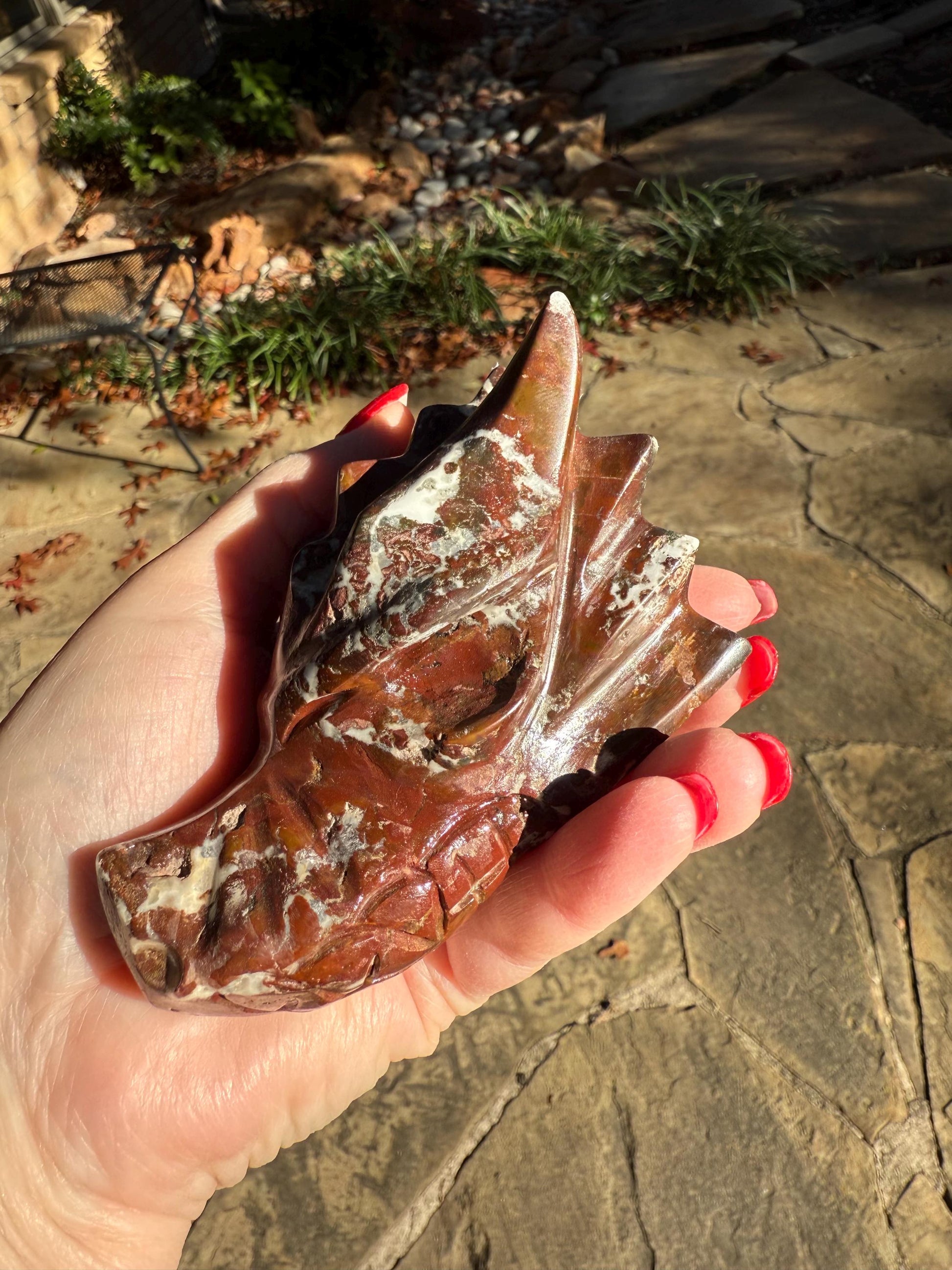 Red Jasper Dragon Skull, 3.75”, altar, gifts, high vibration crystals, crystal healing