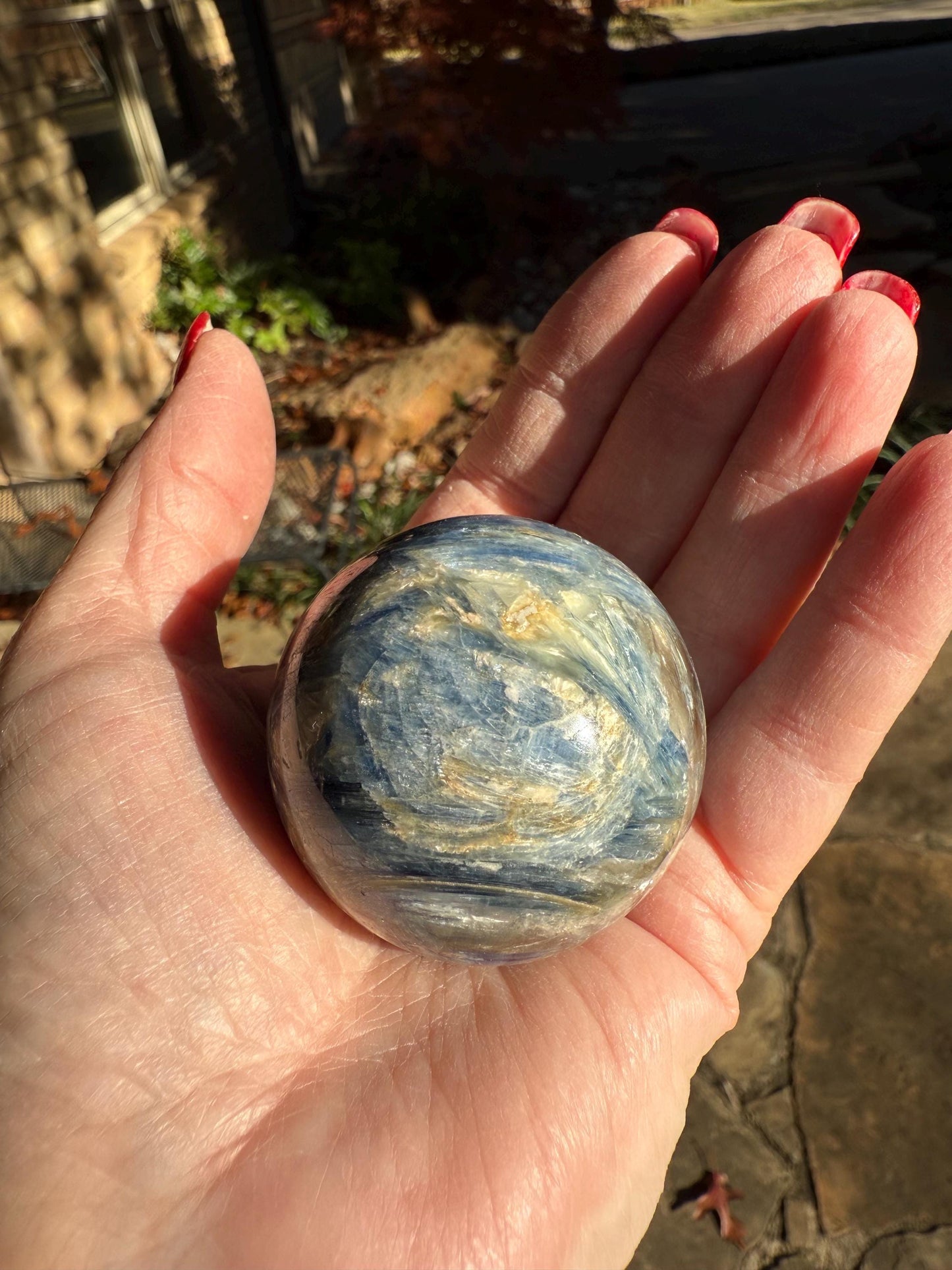 Premium Blue Kyanite Sphere, 6” around, new, gorgeous high vibration crystals