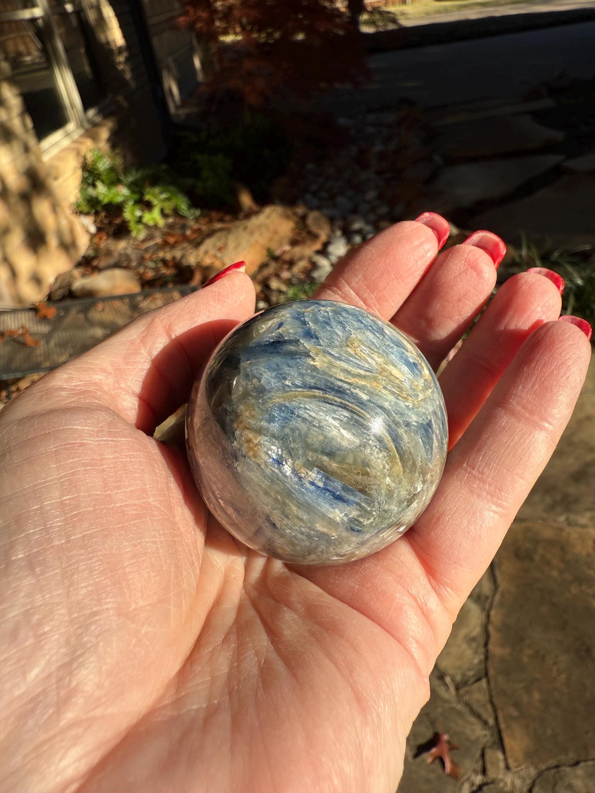 Premium Blue Kyanite Sphere, 6” around, new, gorgeous high vibration crystals