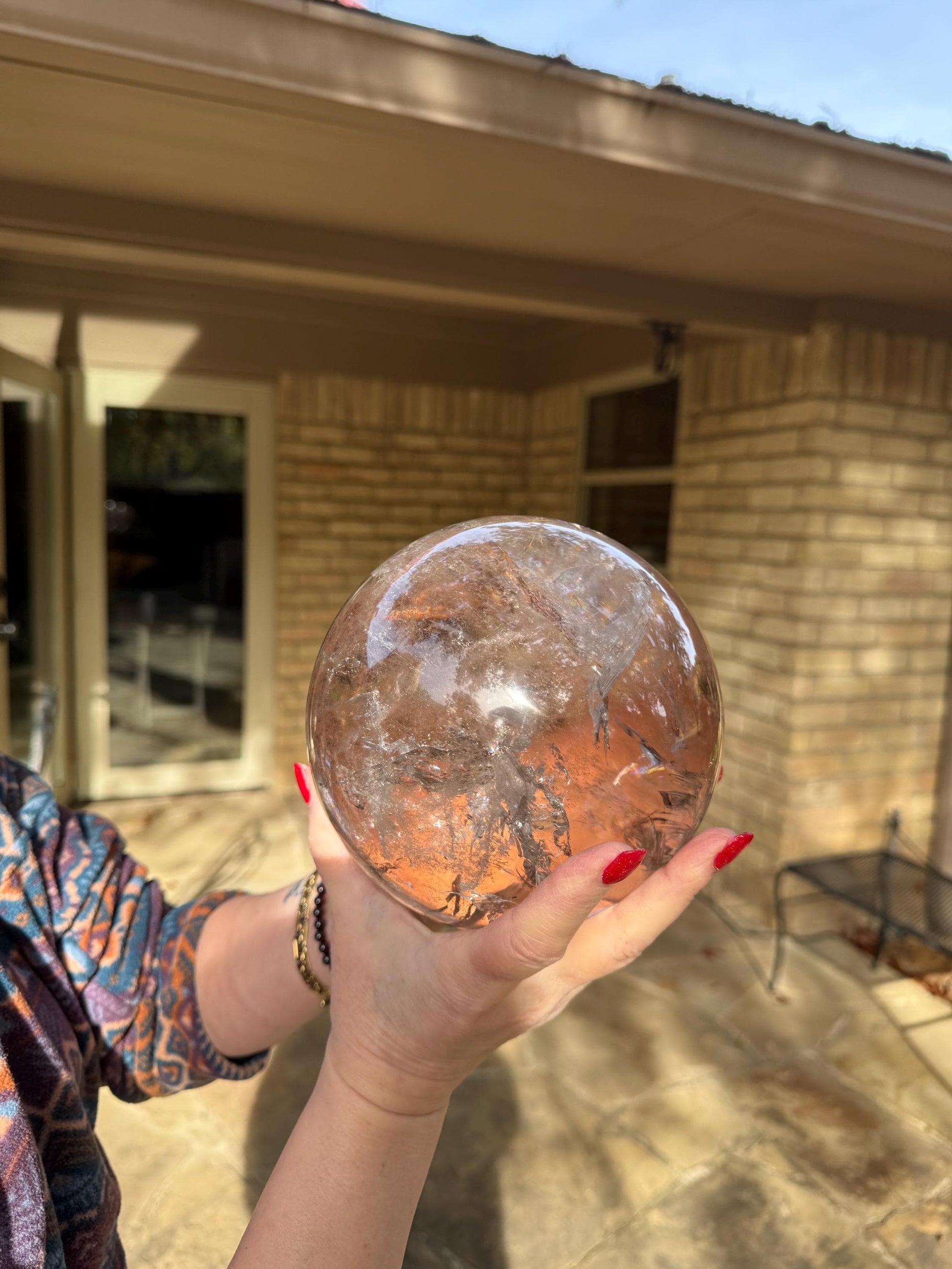 Private Collection 18.75” around Smoky Lemurian Quartz Sphere, New, rainbows, high vibration crystals, gifts