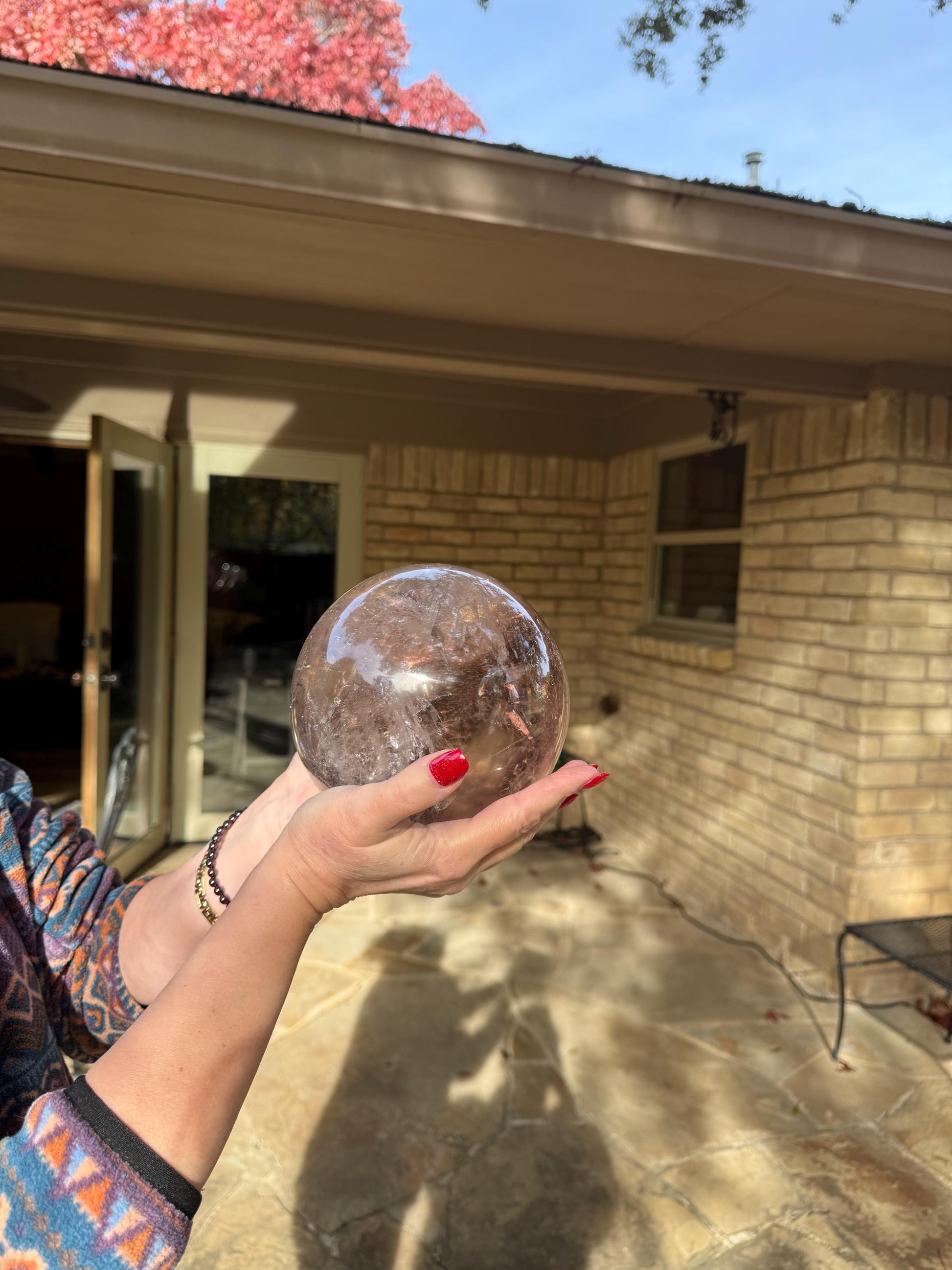 Private Collection 18.75” around Smoky Lemurian Quartz Sphere, New, rainbows, high vibration crystals, gifts