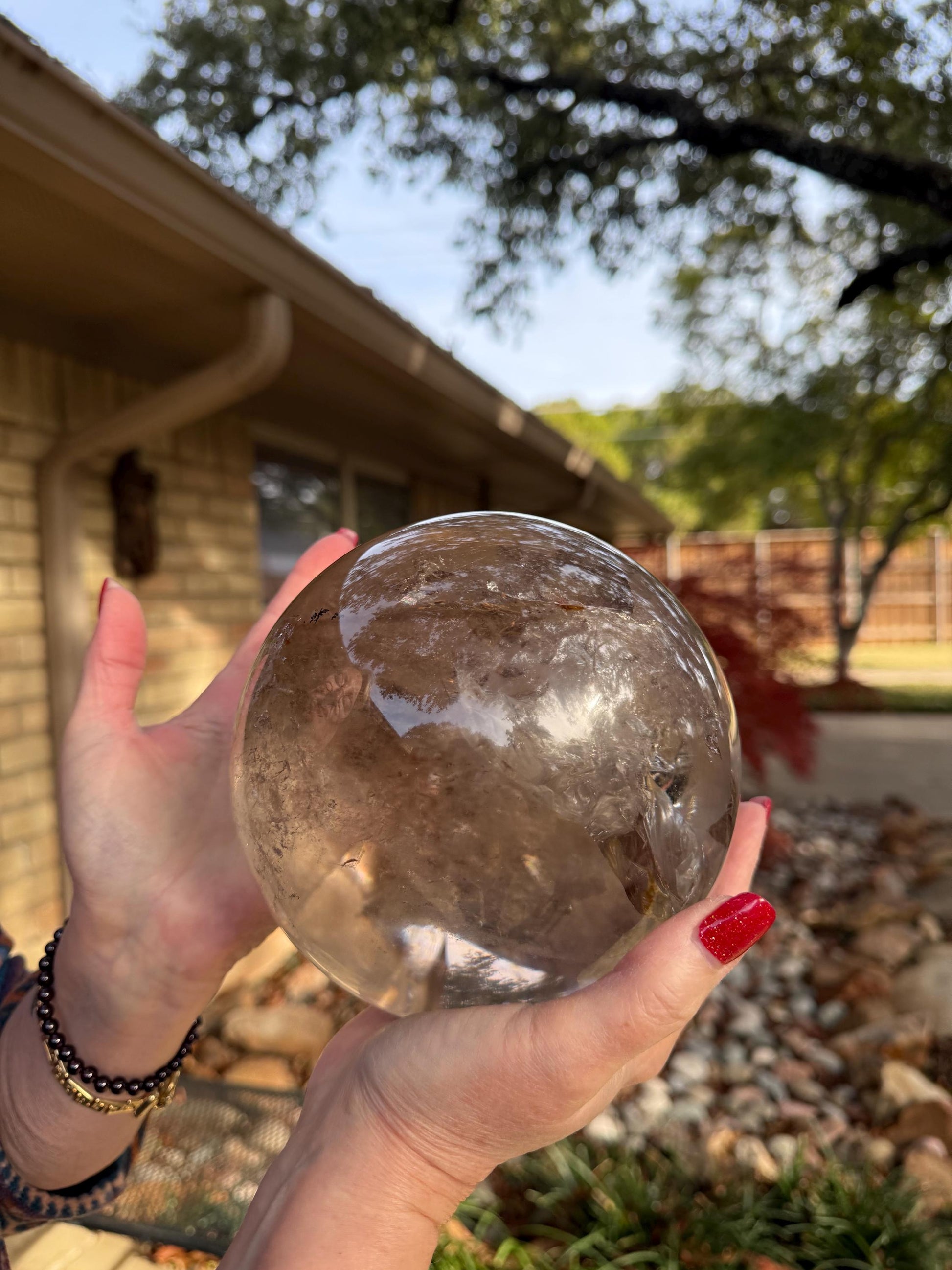 Private Collection 18.75” around Smoky Lemurian Quartz Sphere, New, rainbows, high vibration crystals, gifts