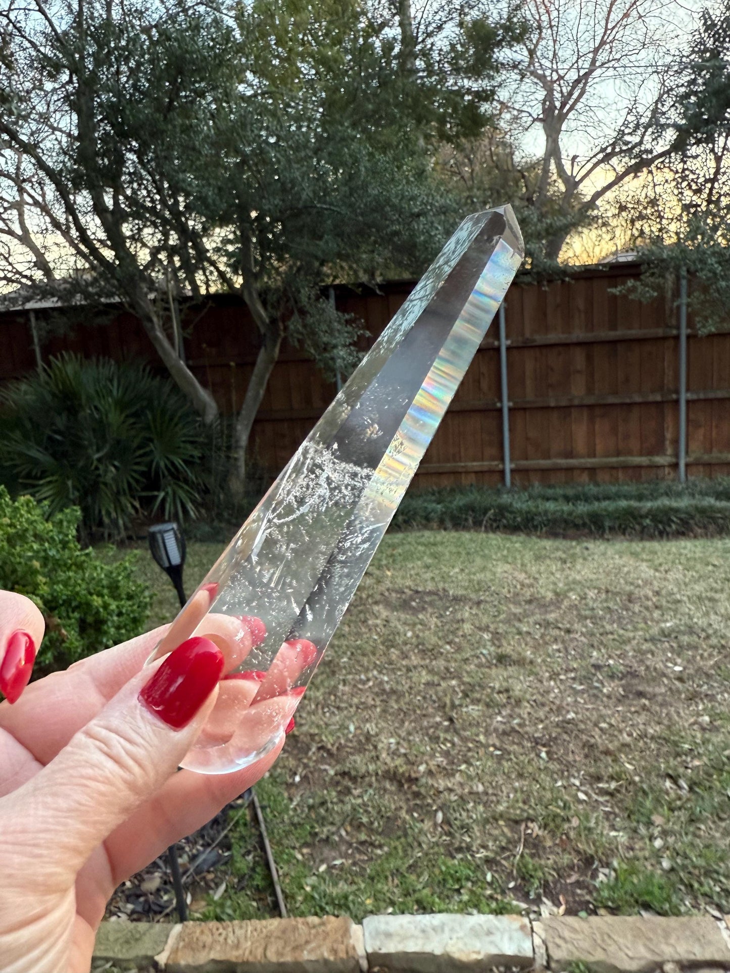 Magical Lemurian 6-side flat wand from Brazil, 6.25”, high vibration crystals, altar gift, AAA premium