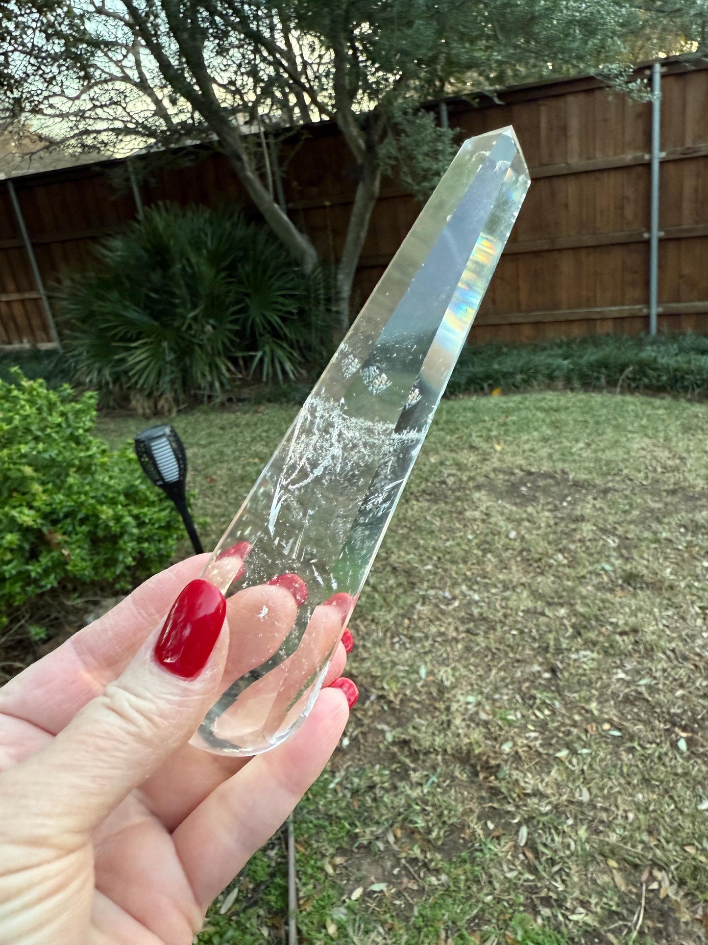 Magical Lemurian 6-side flat wand from Brazil, 6.25”, high vibration crystals, altar gift, AAA premium