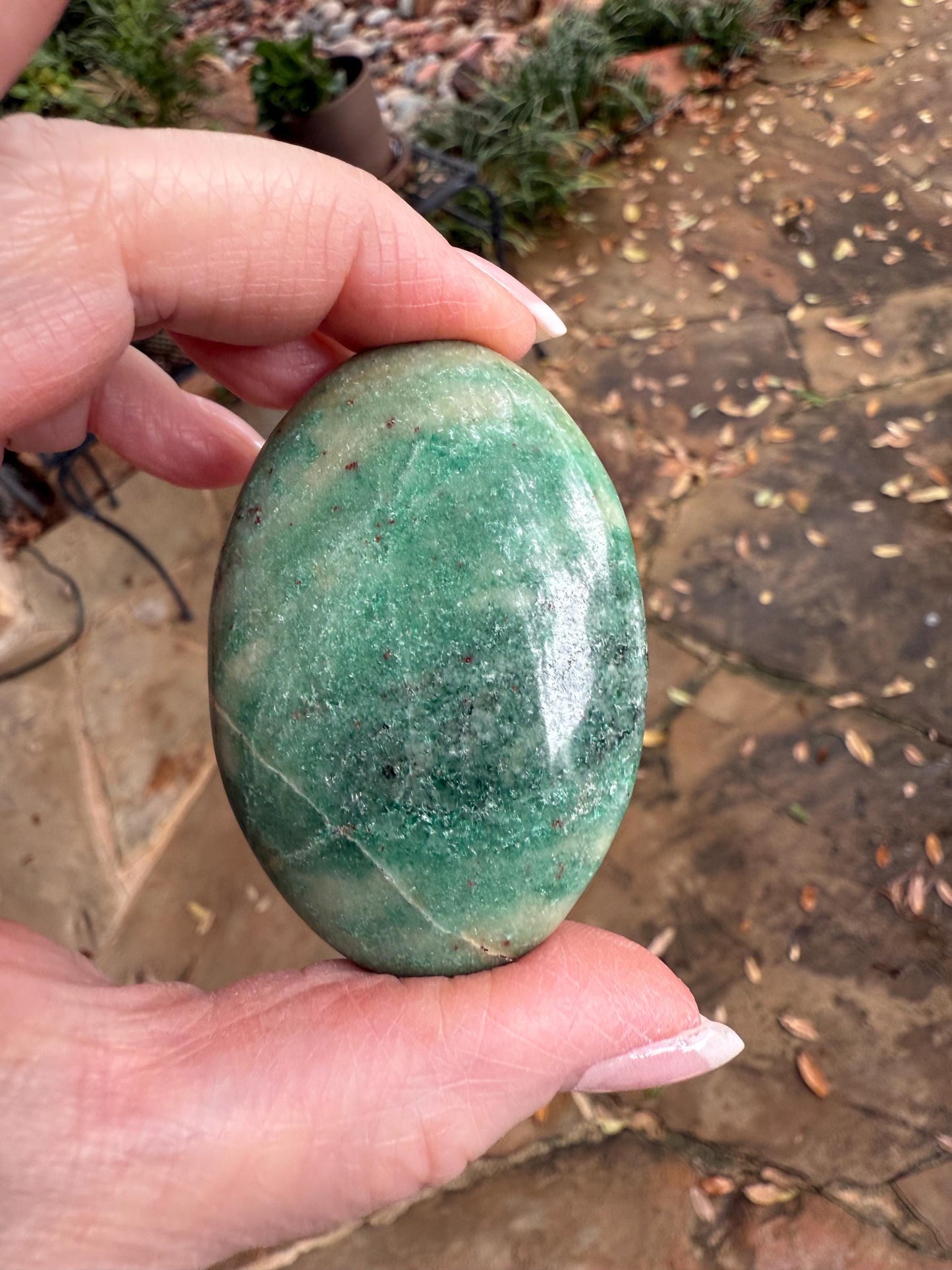 Green Aventurine Palm Stone, New, Gifts, abundance, wand, high vibration crystal healing, 2.25”