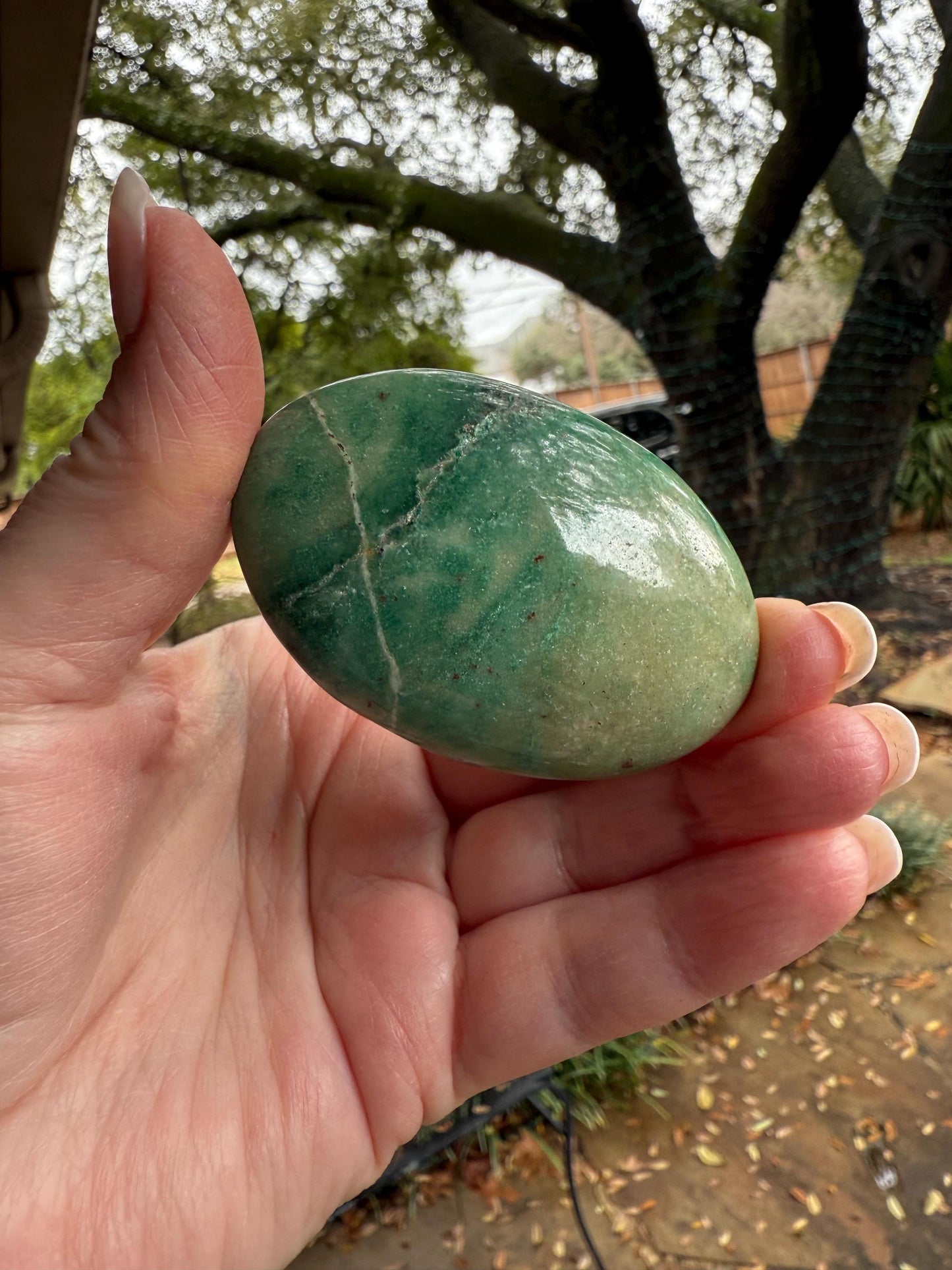 Green Aventurine Palm Stone, New, Gifts, abundance, wand, high vibration crystal healing, 2.25”