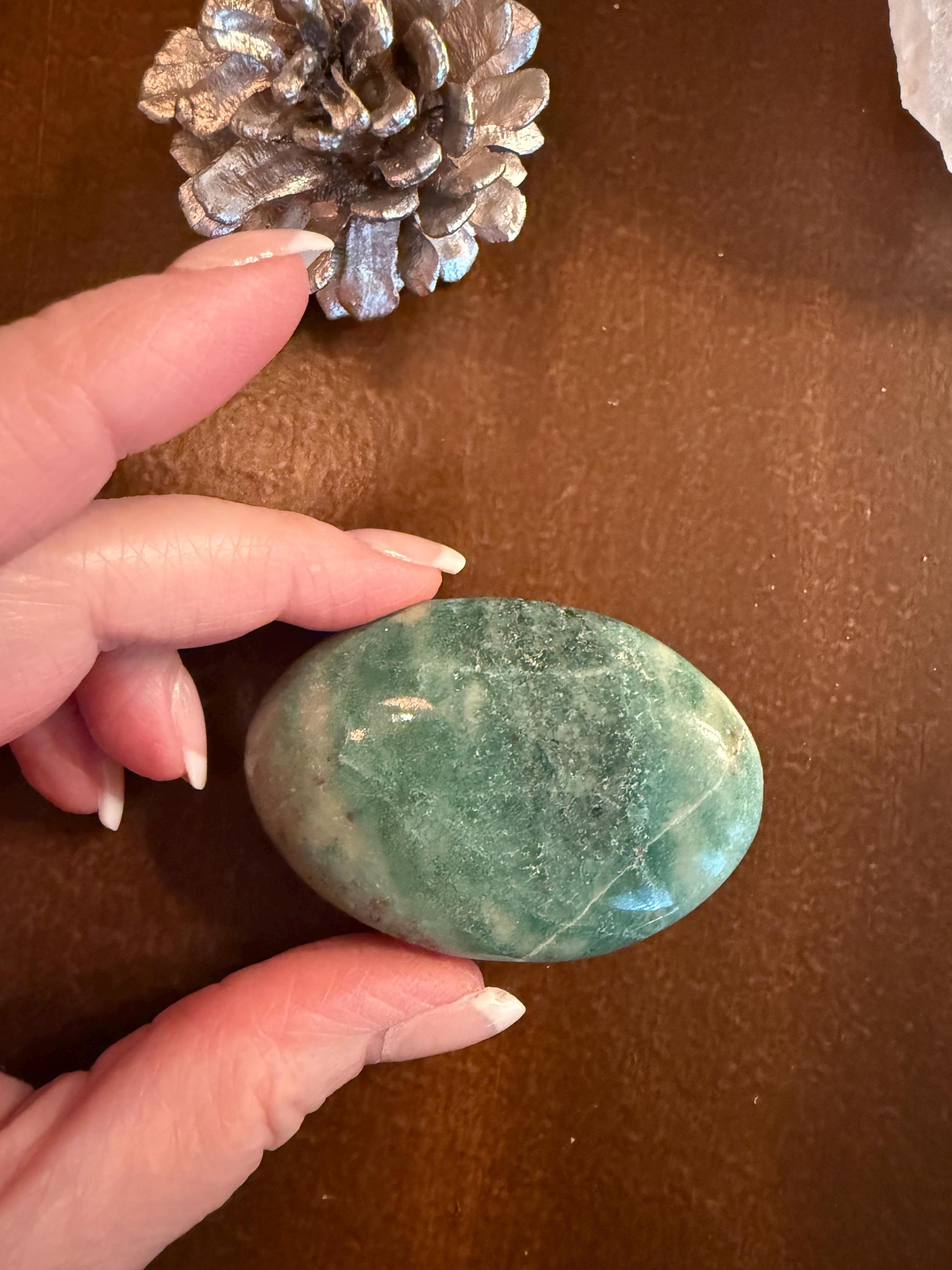 Green Aventurine Palm Stone, New, Gifts, abundance, wand, high vibration crystal healing, 2.25”