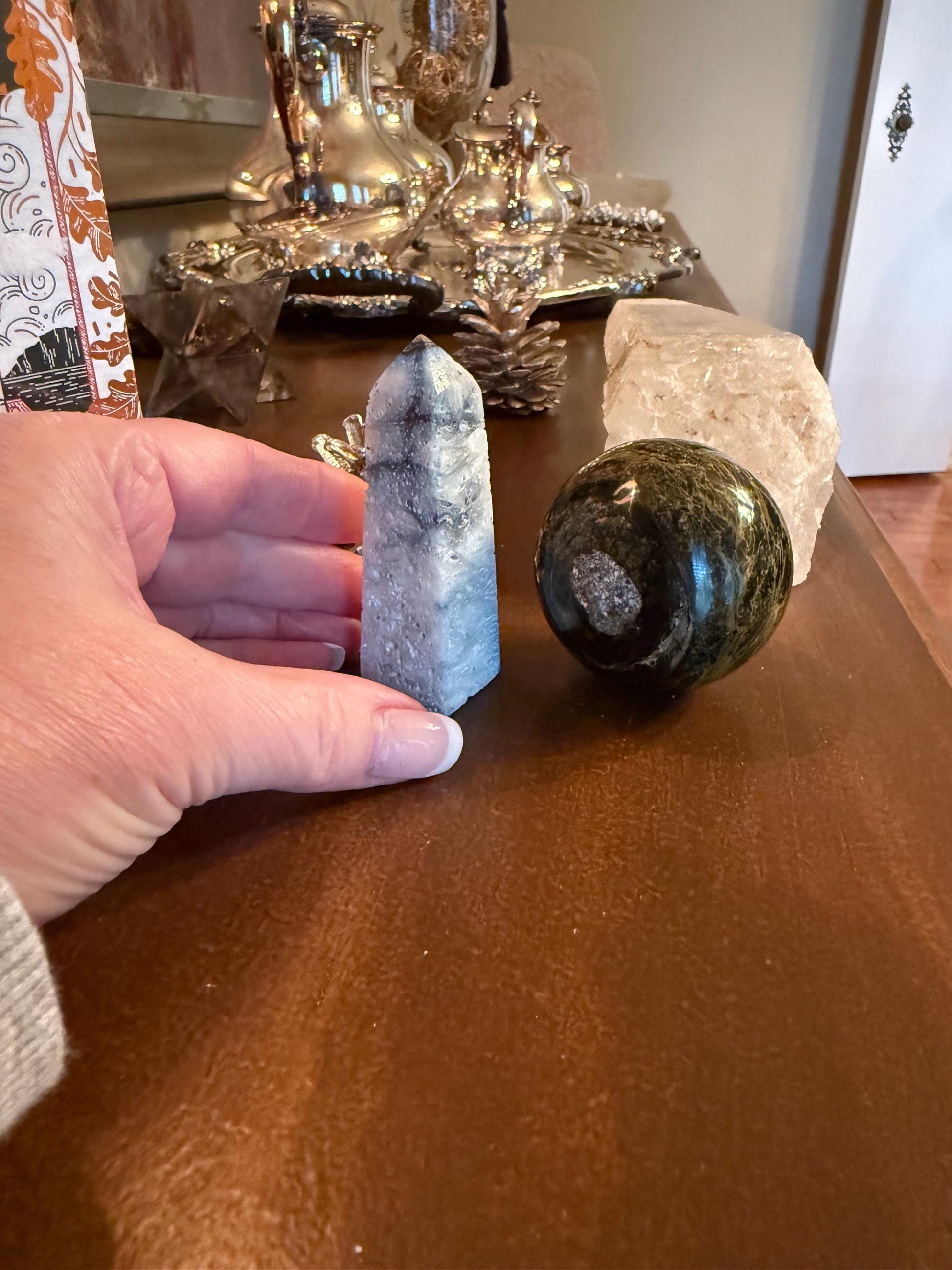 Nakauriite tower, Blue Ice, Glacierite, 3”, new, gift, altar, crystals, high vibration crystals, rare