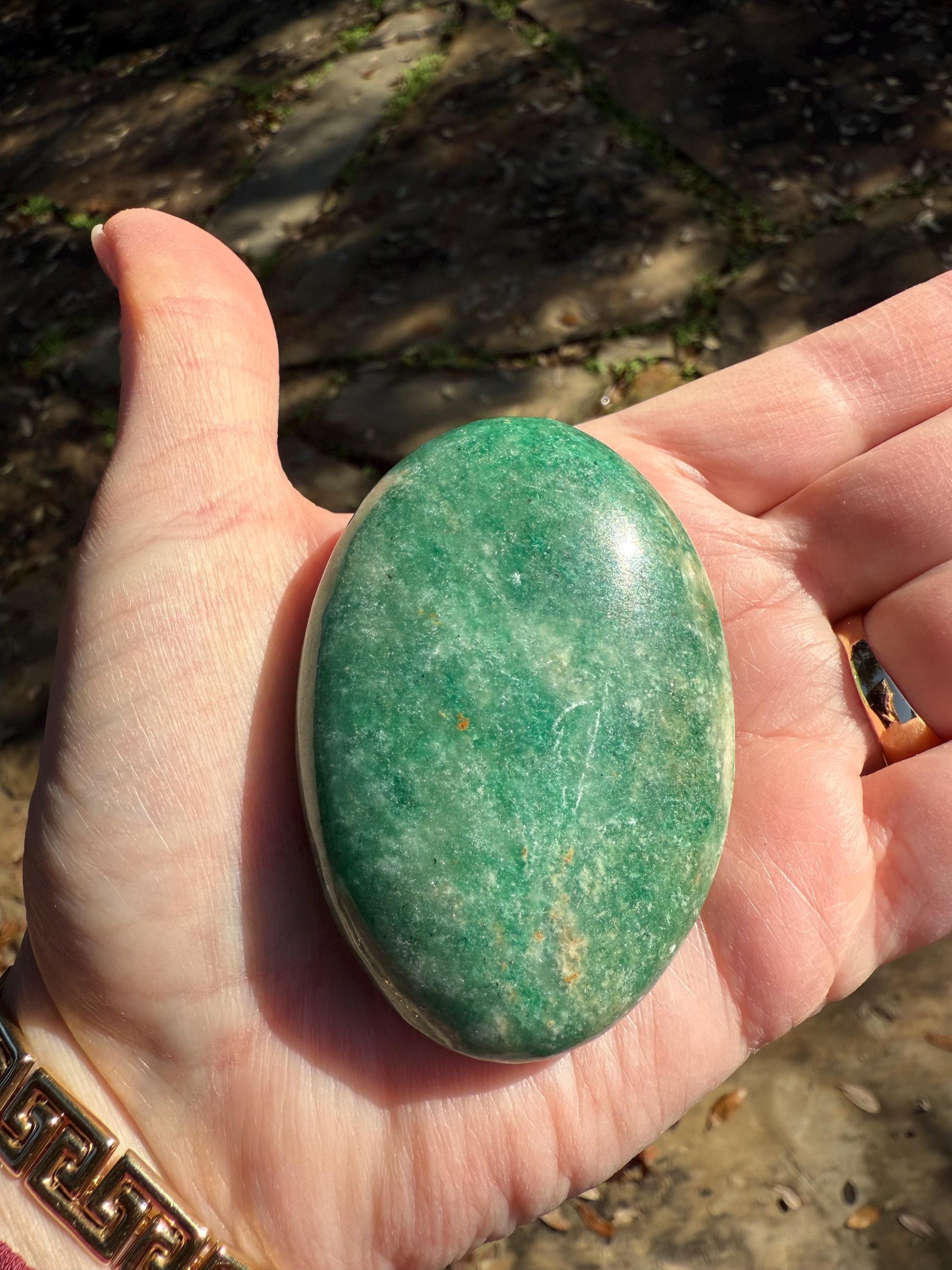 Green Aventurine Palm Stone, New, Gifts, abundance, wand, high vibration crystal healing, 2.5”