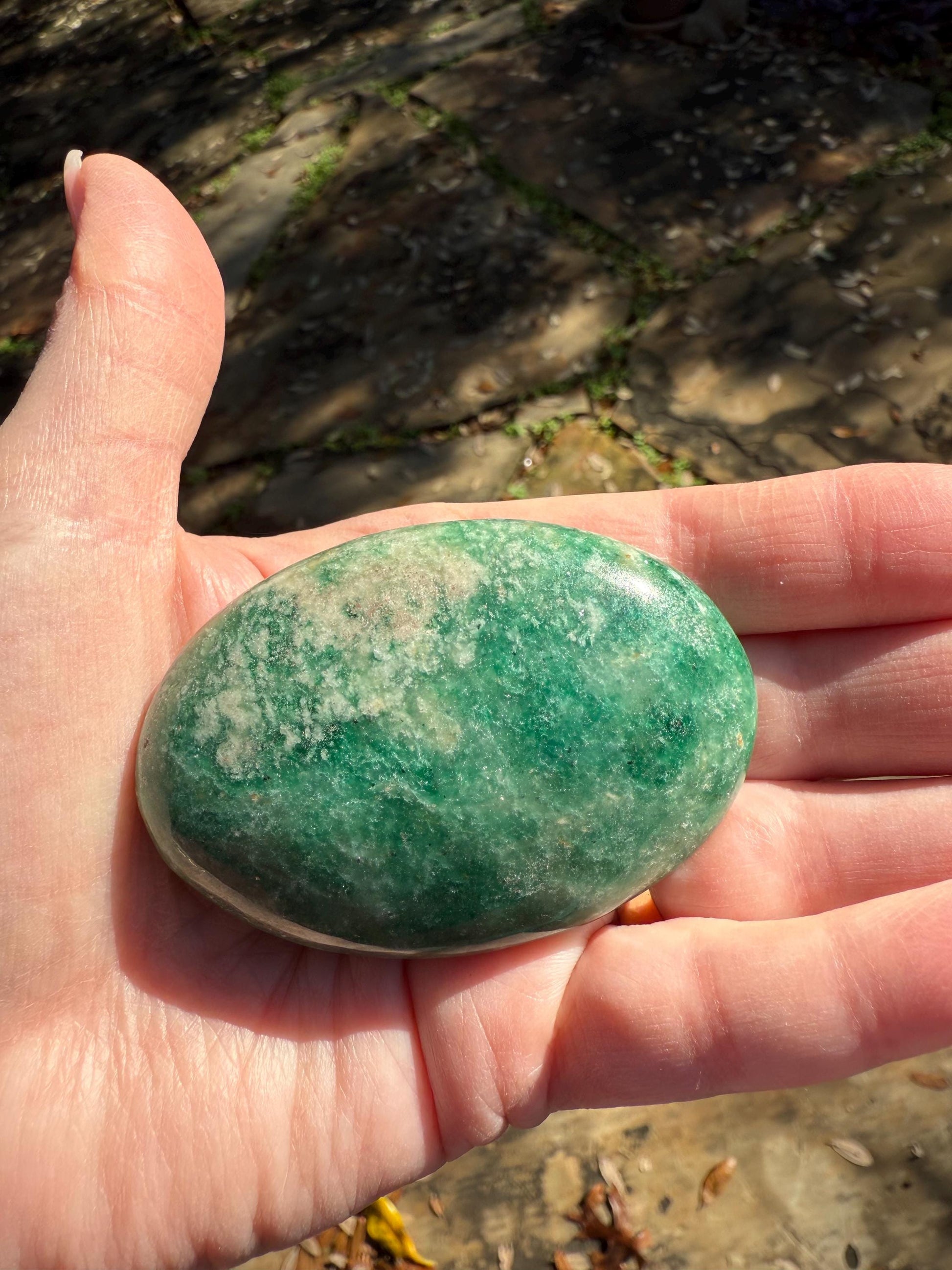 Green Aventurine Palm Stone, New, Gifts, abundance, wand, high vibration crystal healing, 2.5”