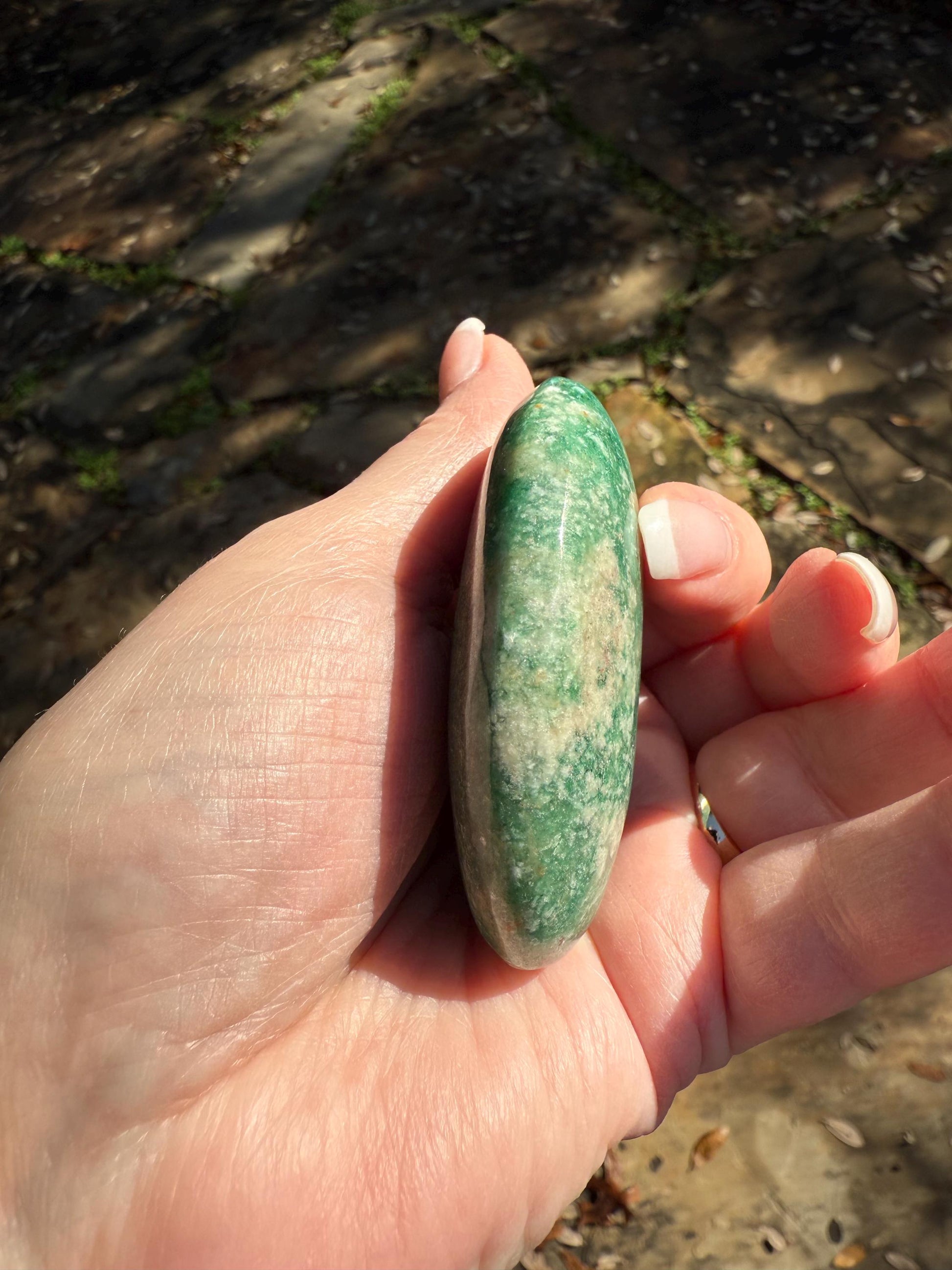 Green Aventurine Palm Stone, New, Gifts, abundance, wand, high vibration crystal healing, 2.5”