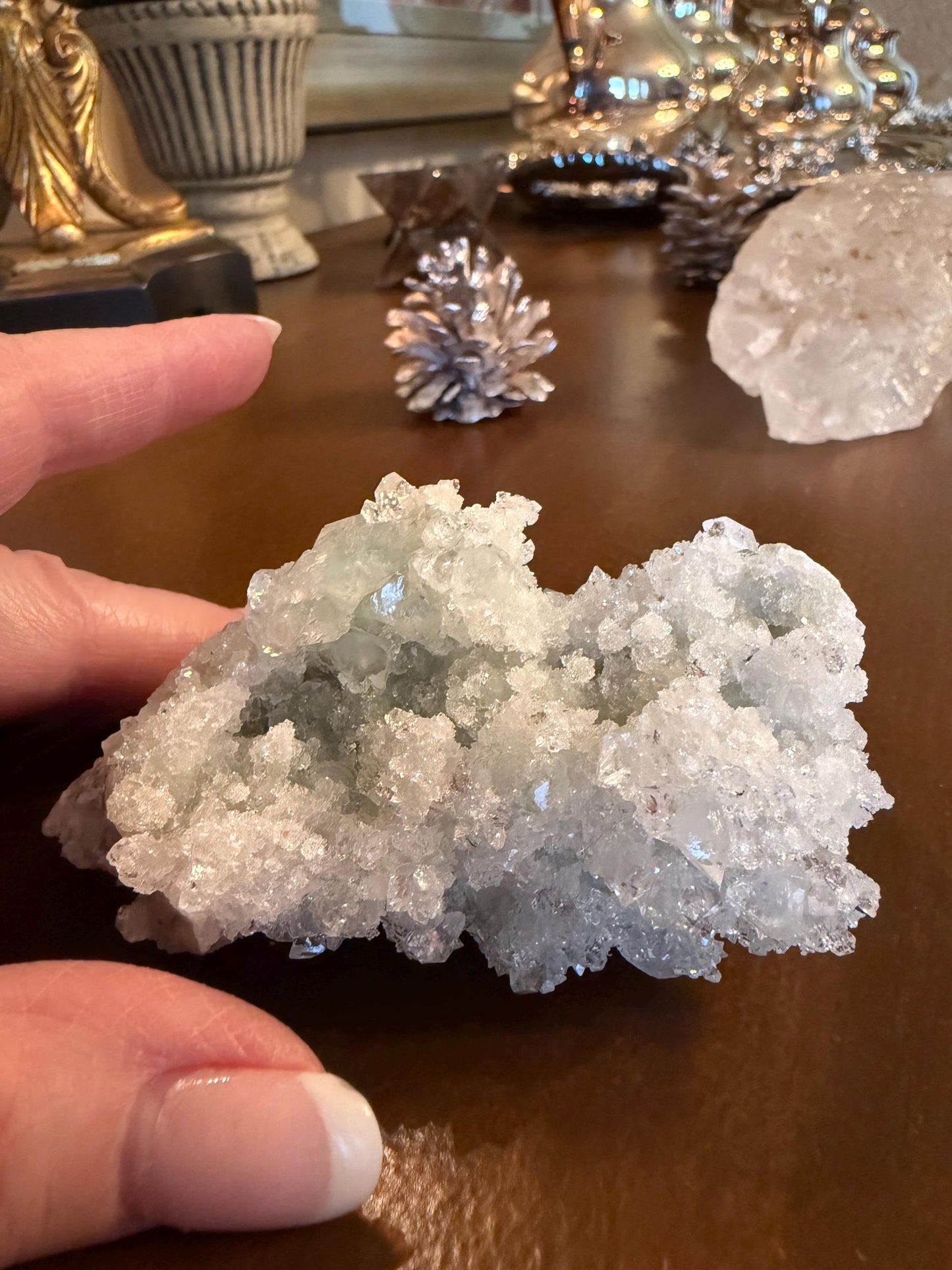 Sparkly Apophyllite Fairy Bed pure diamond crust, new, high vibration crystals, gifts, altar, 3.5”