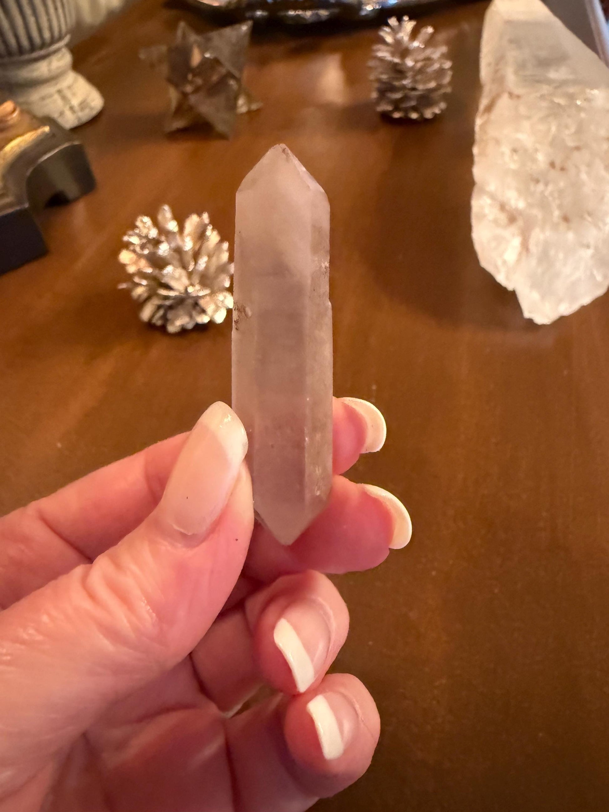 Strawberry Pink Mint Lemurian wand, new, high quality, striations, crystal healing, 2.25”, premium