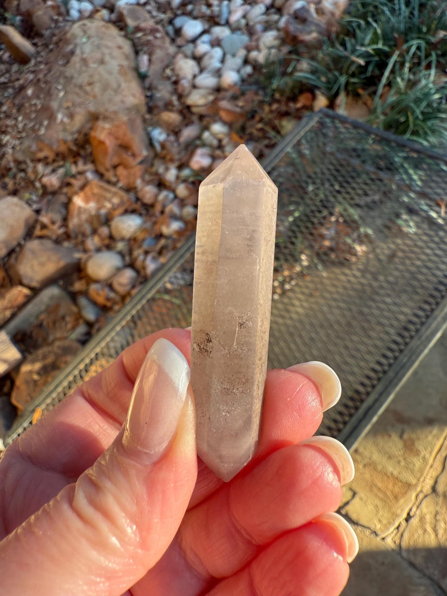 Strawberry Pink Mint Lemurian wand, new, high quality, striations, crystal healing, 2.25”, premium