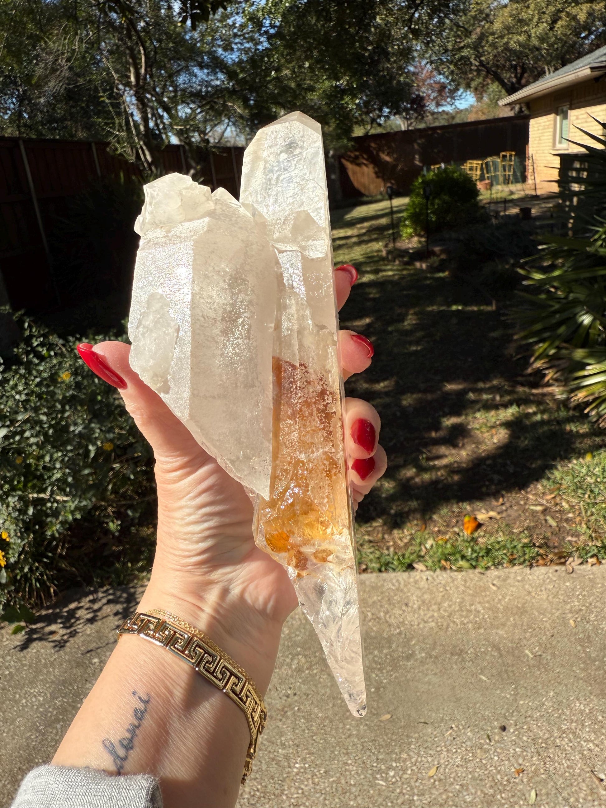 Sugared Laser Singing Lemurian Wand 9”, New, gift, altar, high vibration crystals