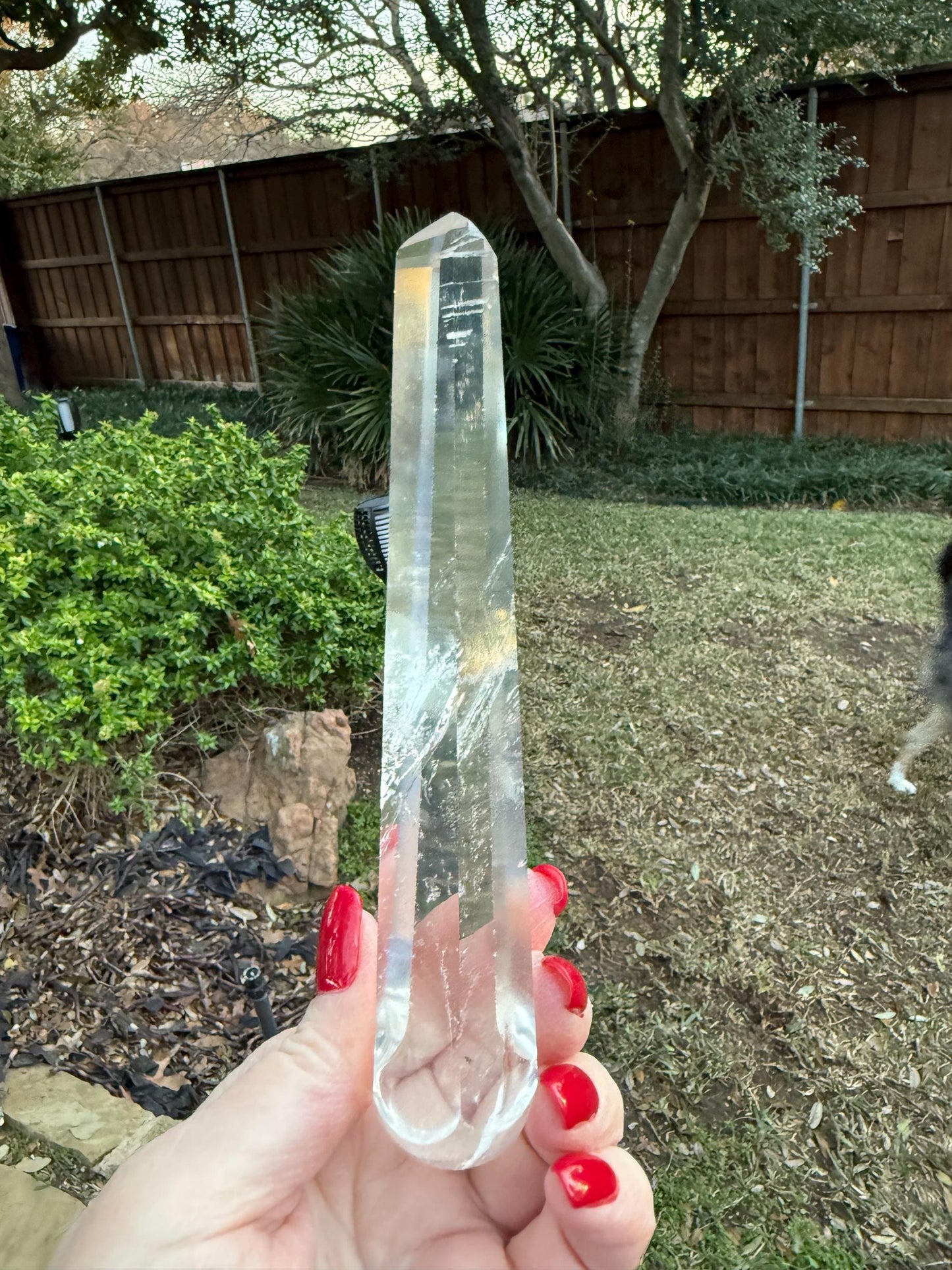 Magical Lemurian 6-side flat wand from Brazil, 6.25”, high vibration crystals, altar gift, AAA premium