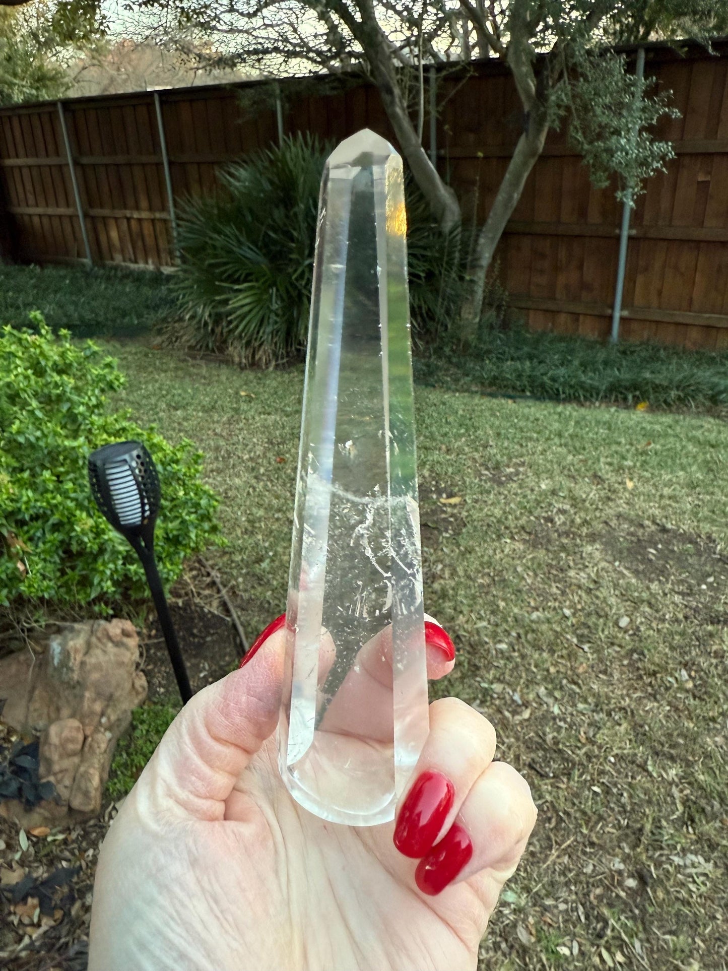 Magical Lemurian 6-side flat wand from Brazil, 6.25”, high vibration crystals, altar gift, AAA premium