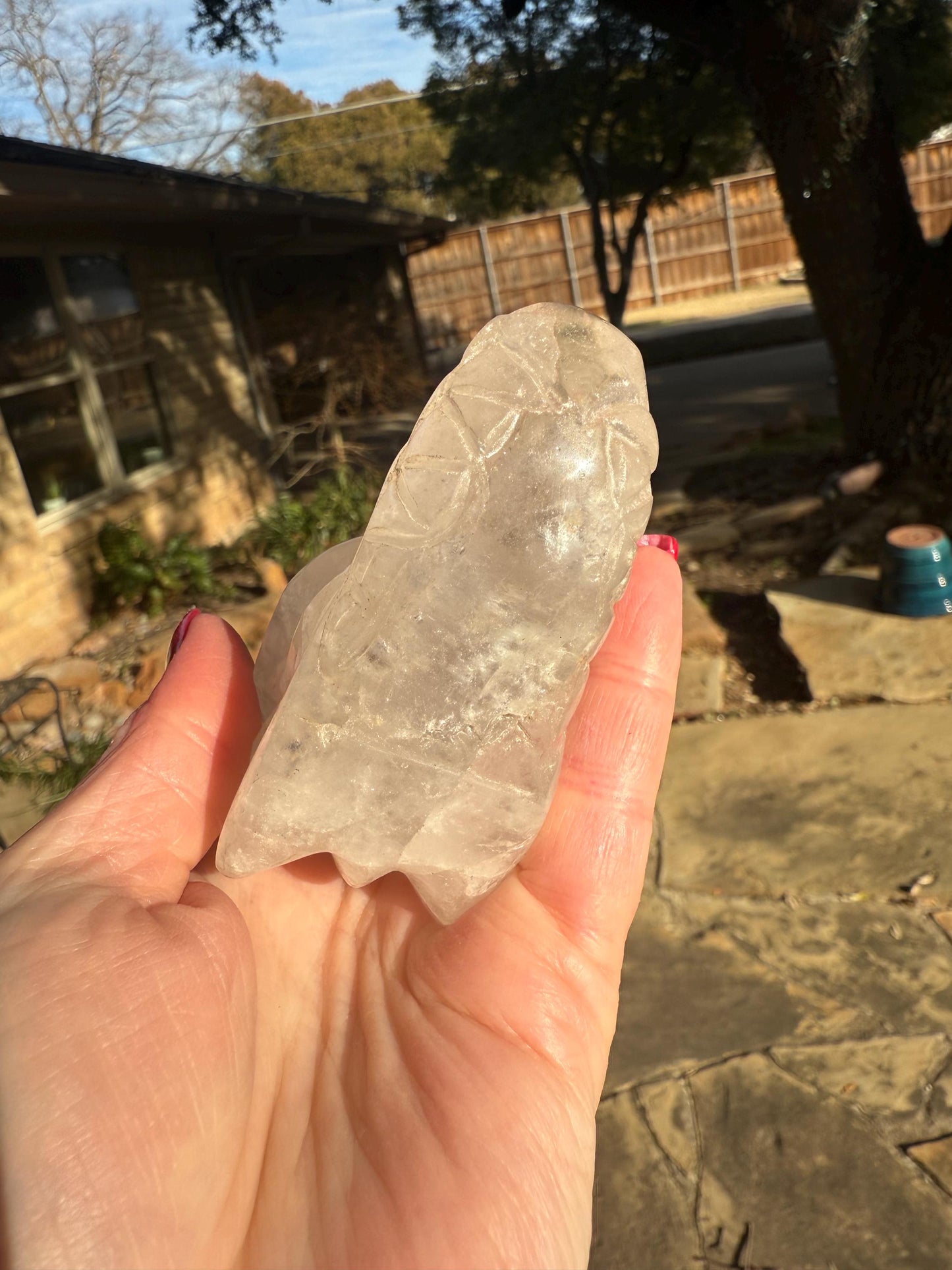 Quartz Crystal Dragon Head Skull, 3.5”, new, beautiful carving, crystals healing practice, gift, altar