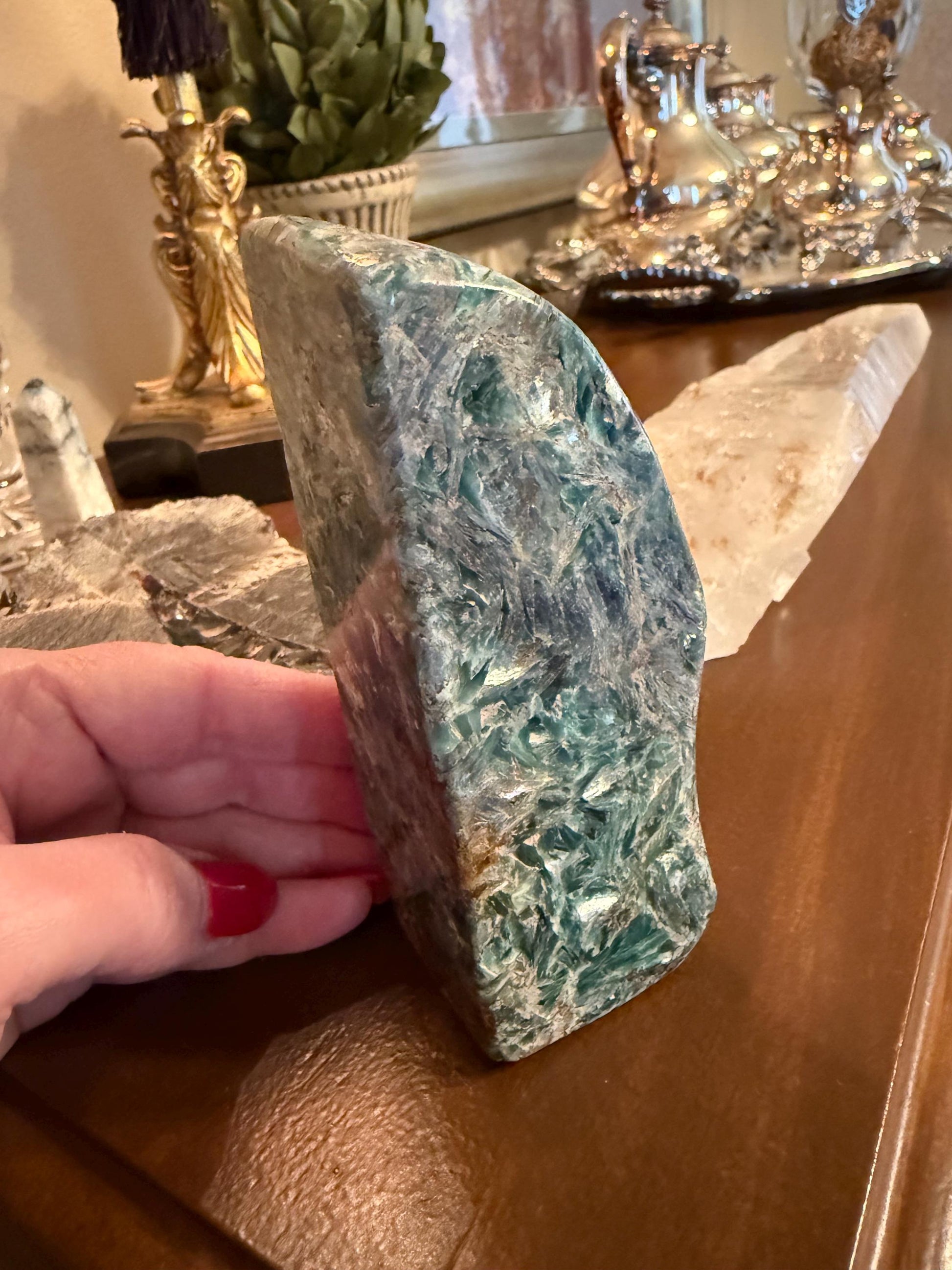 Mermaid Kyanite Stone standing Freeform, rare, premium, crystal healing, high vibration crystals, 5”