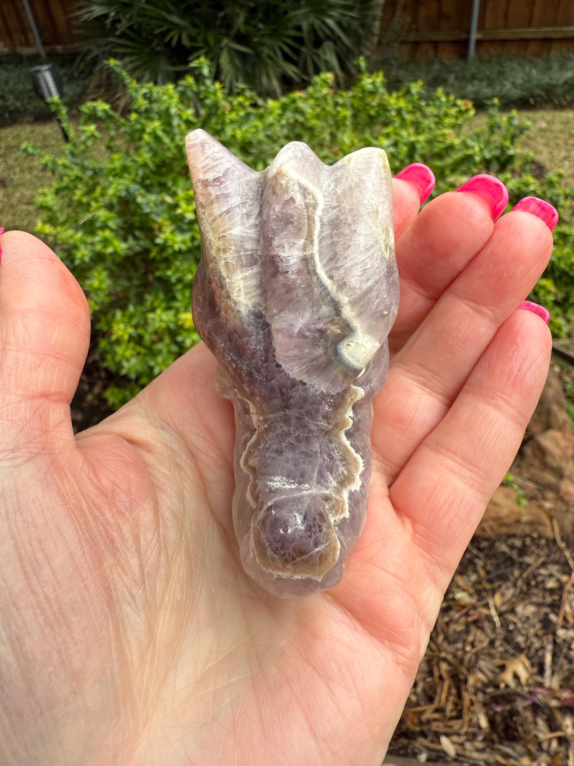 Amethyst Dragon, New palm stone dragon, 3.25”, crystal healing, gifts, altar, high vibration crystals