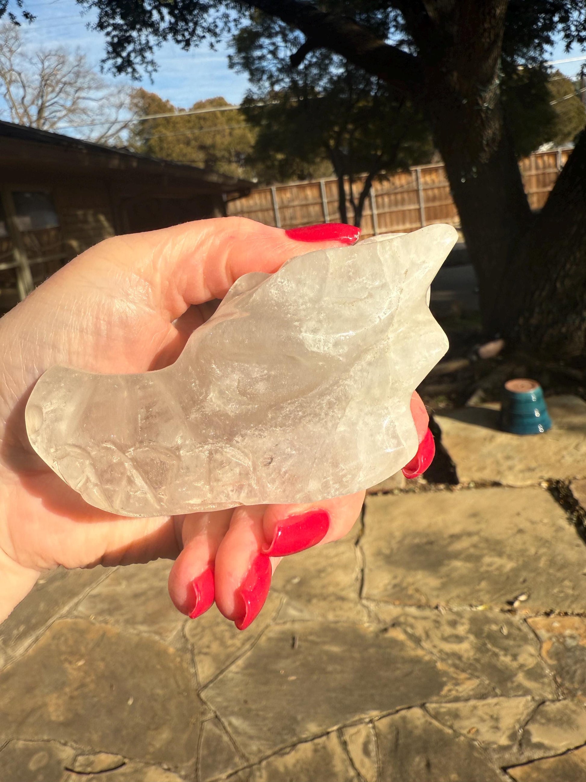 Quartz Crystal Dragon Head Skull, 3.5”, new, beautiful carving, crystals healing practice, gift, altar