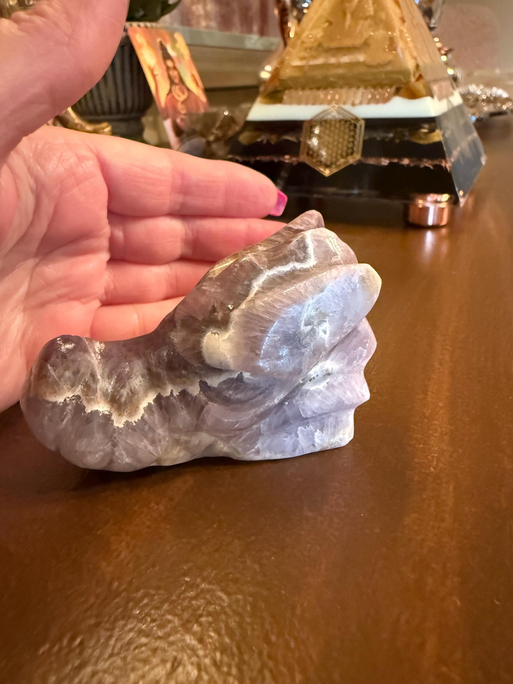 Amethyst Dragon, New palm stone dragon, 3.25”, crystal healing, gifts, altar, high vibration crystals