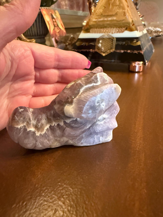 Amethyst Dragon, New palm stone dragon, 3.25”, crystal healing, gifts, altar, high vibration crystals