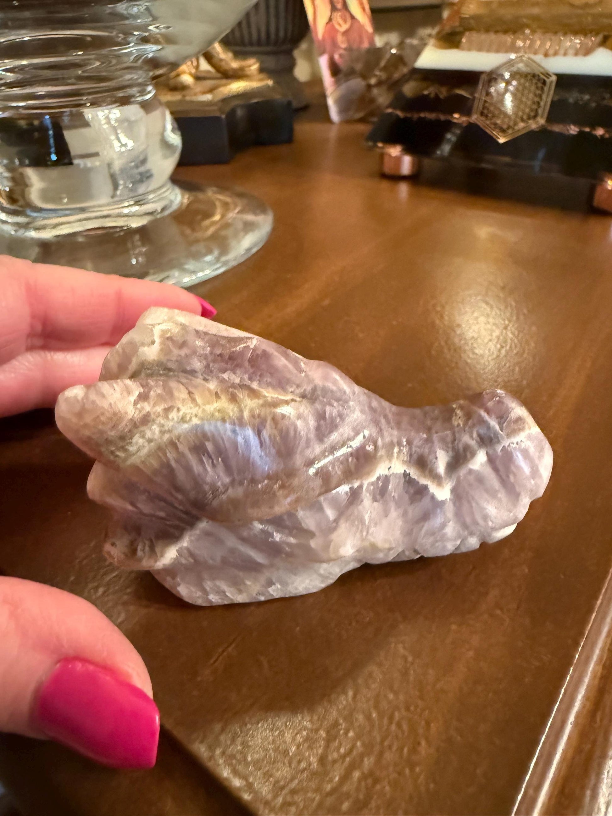 Amethyst Dragon, New palm stone dragon, 3.25”, crystal healing, gifts, altar, high vibration crystals