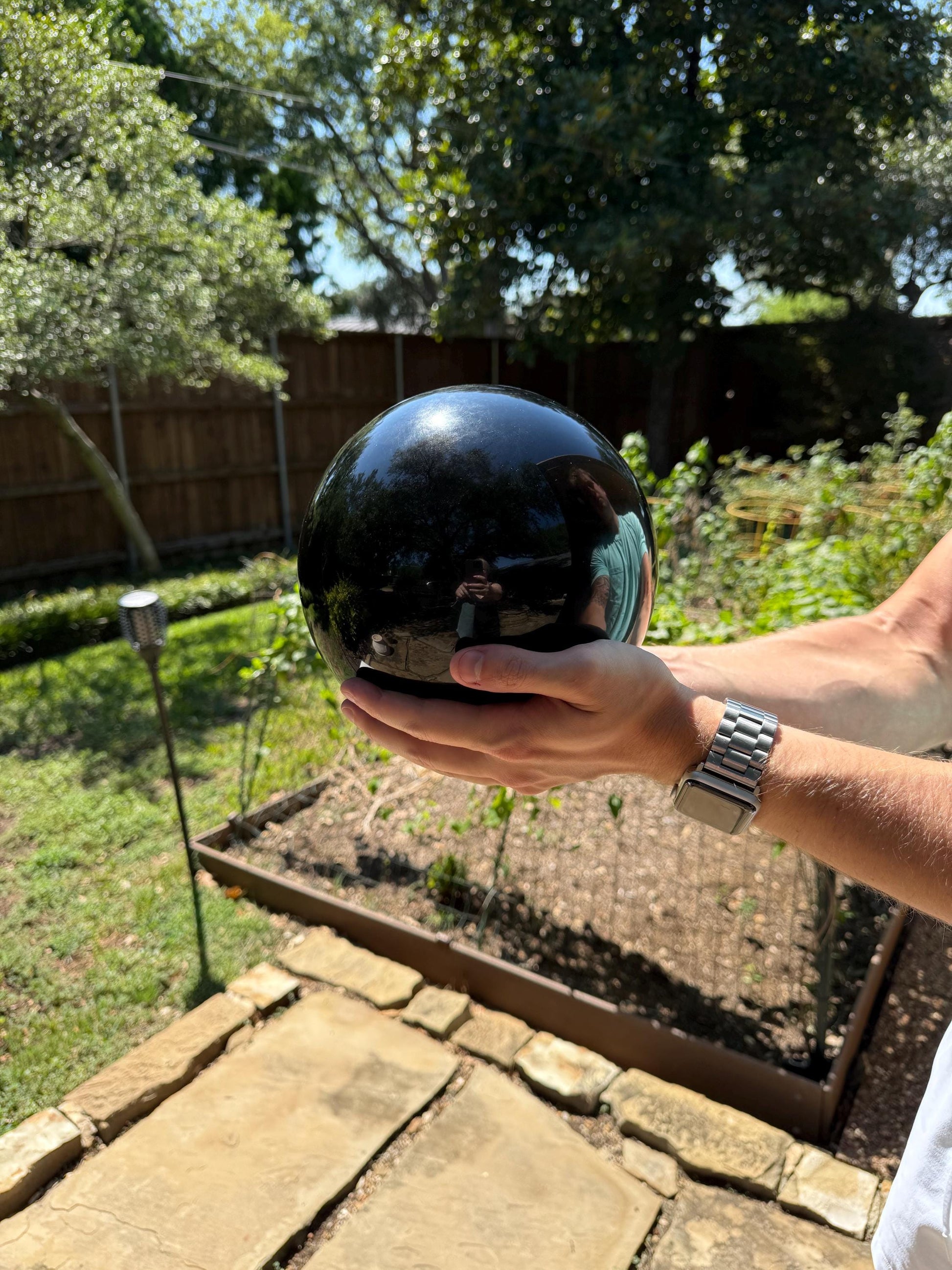 21.65 lbs. Black Obsidian Sphere, New, Natural, High Vibration crystals, crystal healing, beautiful carving stone