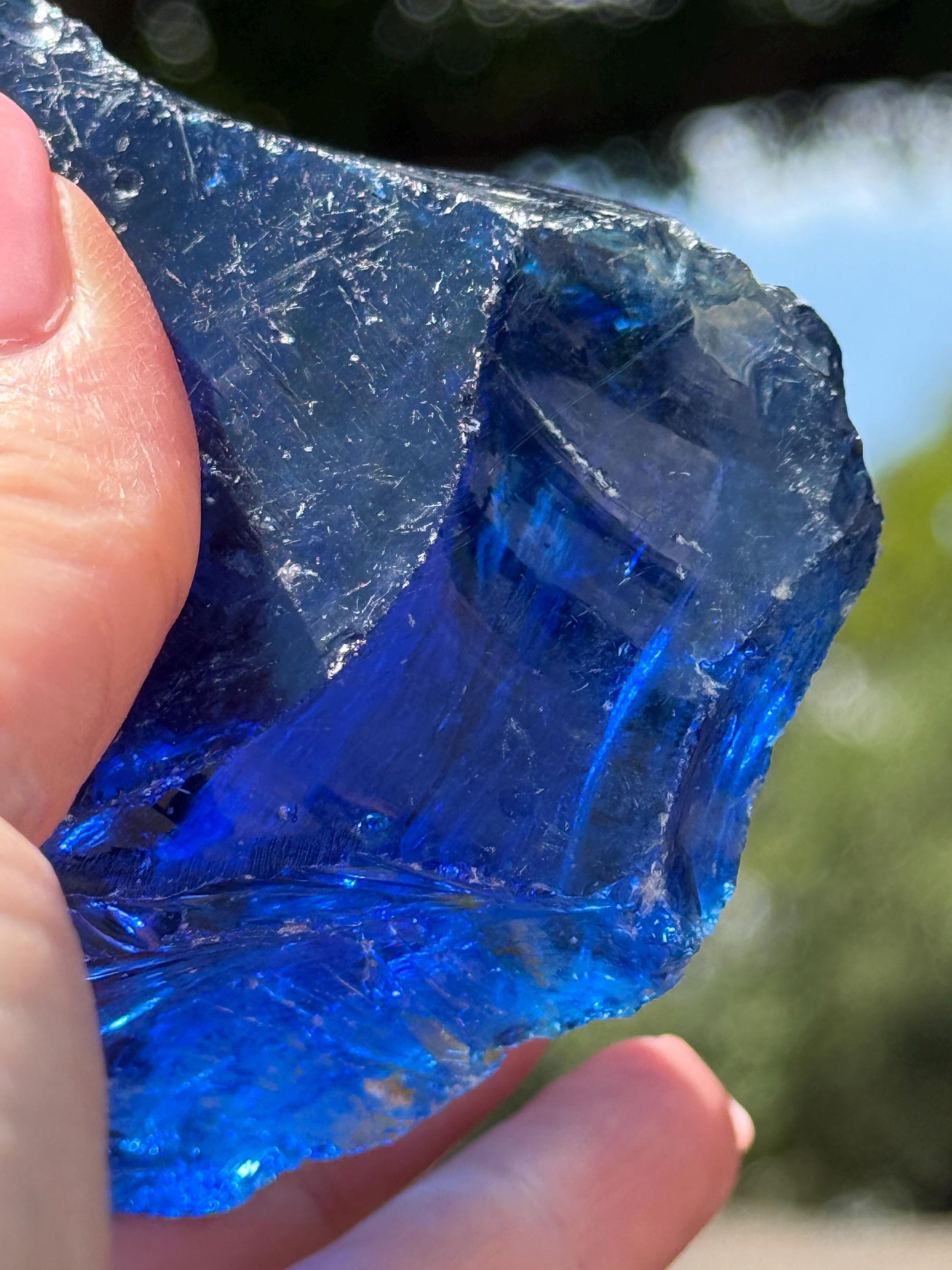 Blue Obsidian Raw Chunk Palm Stone, New, Natural, High Vibration crystals, crystal healing, 3.5”