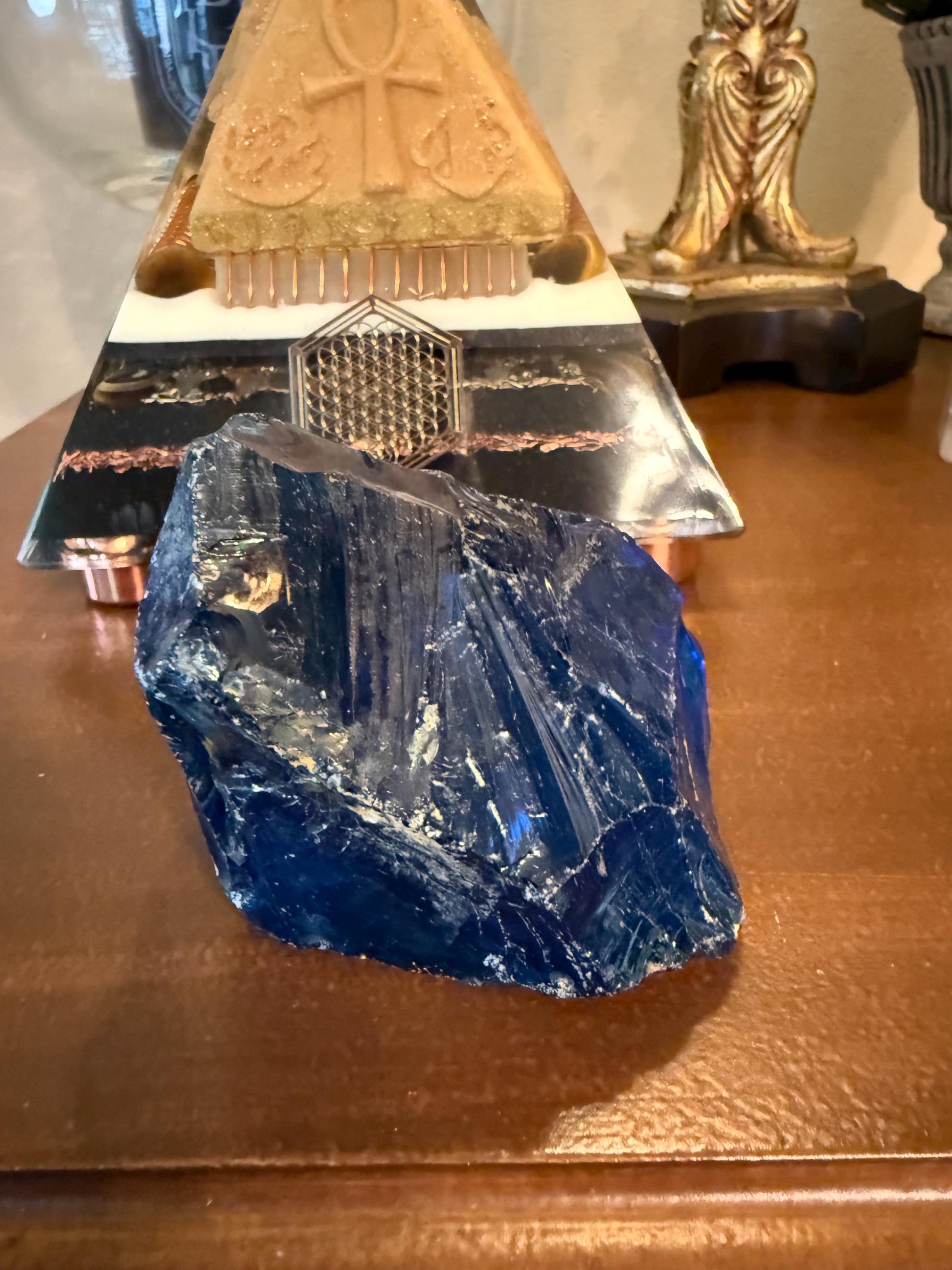 Blue Obsidian Raw Chunk Palm Stone, New, Natural, High Vibration crystals, crystal healing, 3.5”