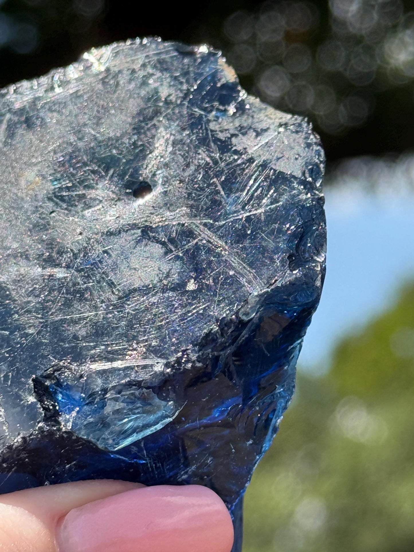 Blue Obsidian Raw Chunk Palm Stone, New, Natural, High Vibration crystals, crystal healing, 3.5”