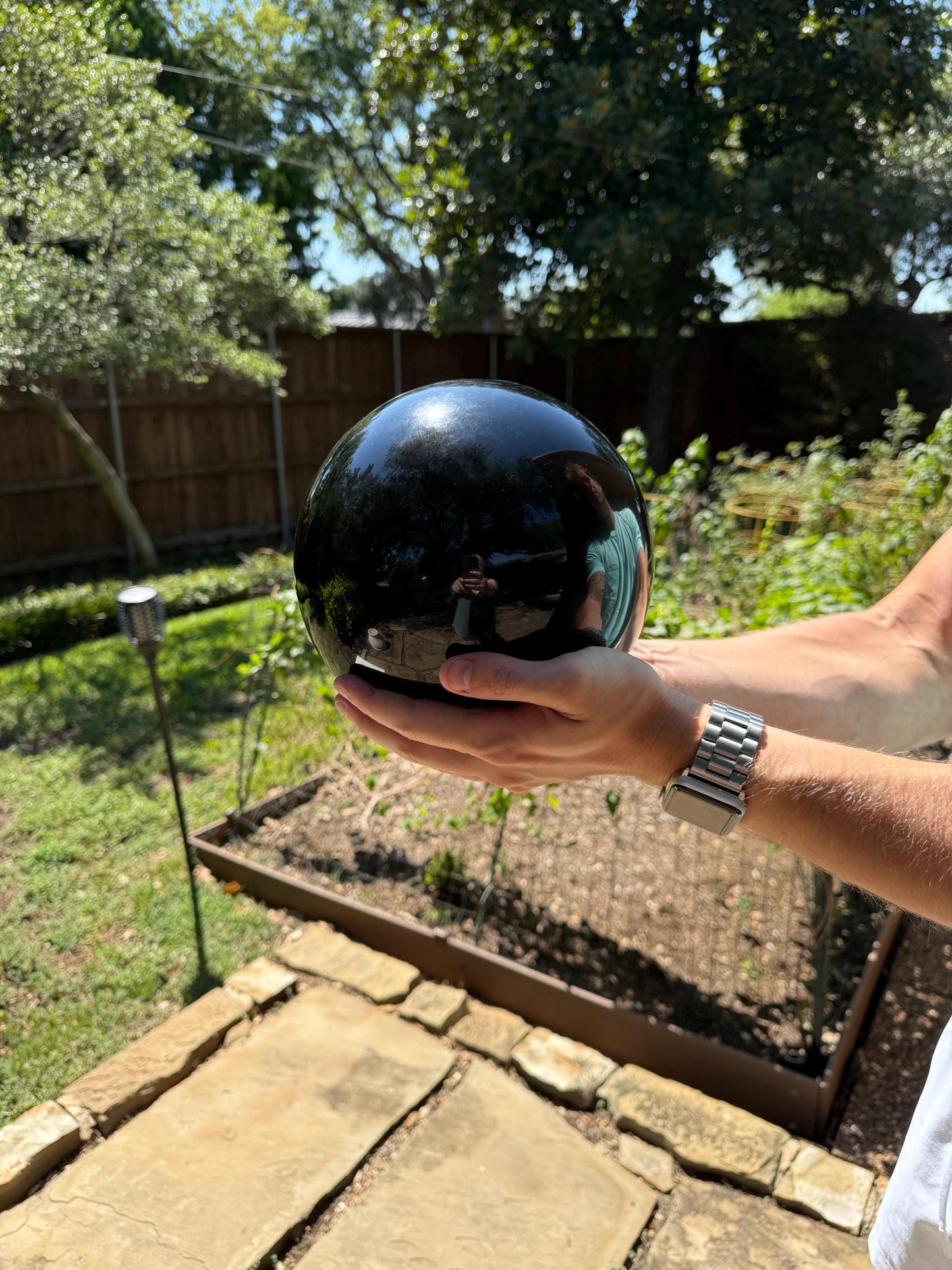 21.65 lbs. Black Obsidian Sphere, New, Natural, High Vibration crystals, crystal healing, beautiful carving stone