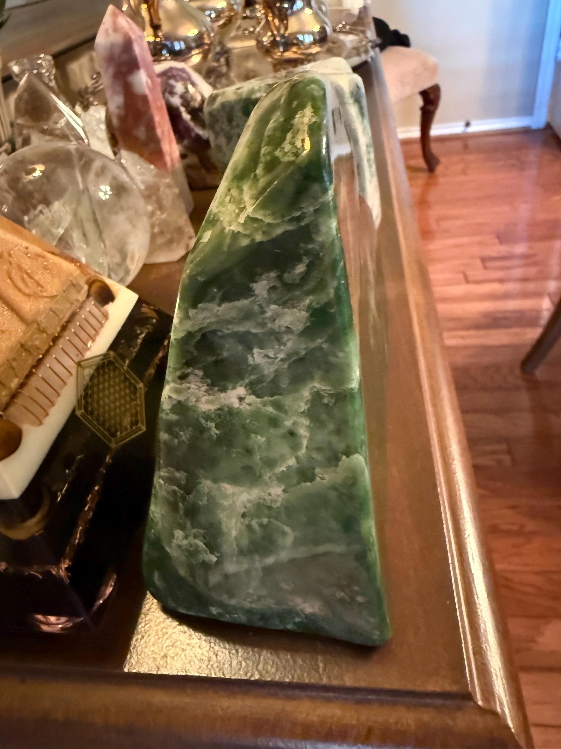 Authentic Nephrite Green Jade Freeform, new, gifts, altar, high vibration premium healing, 7.5”
