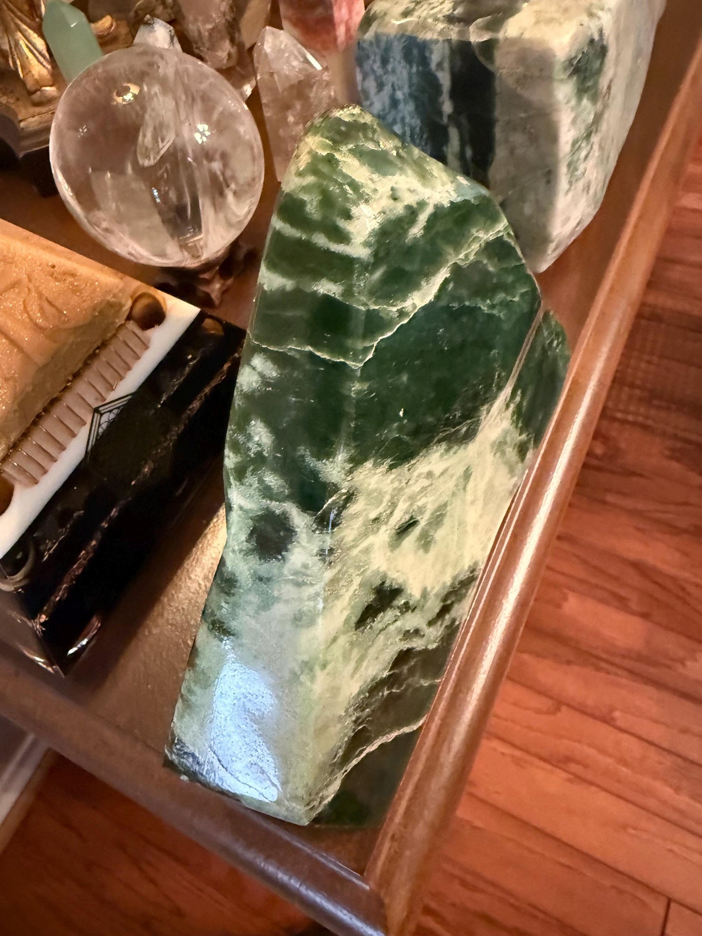 Authentic Nephrite Green Jade Freeform, new, gifts, altar, high vibration premium healing, 7.5”