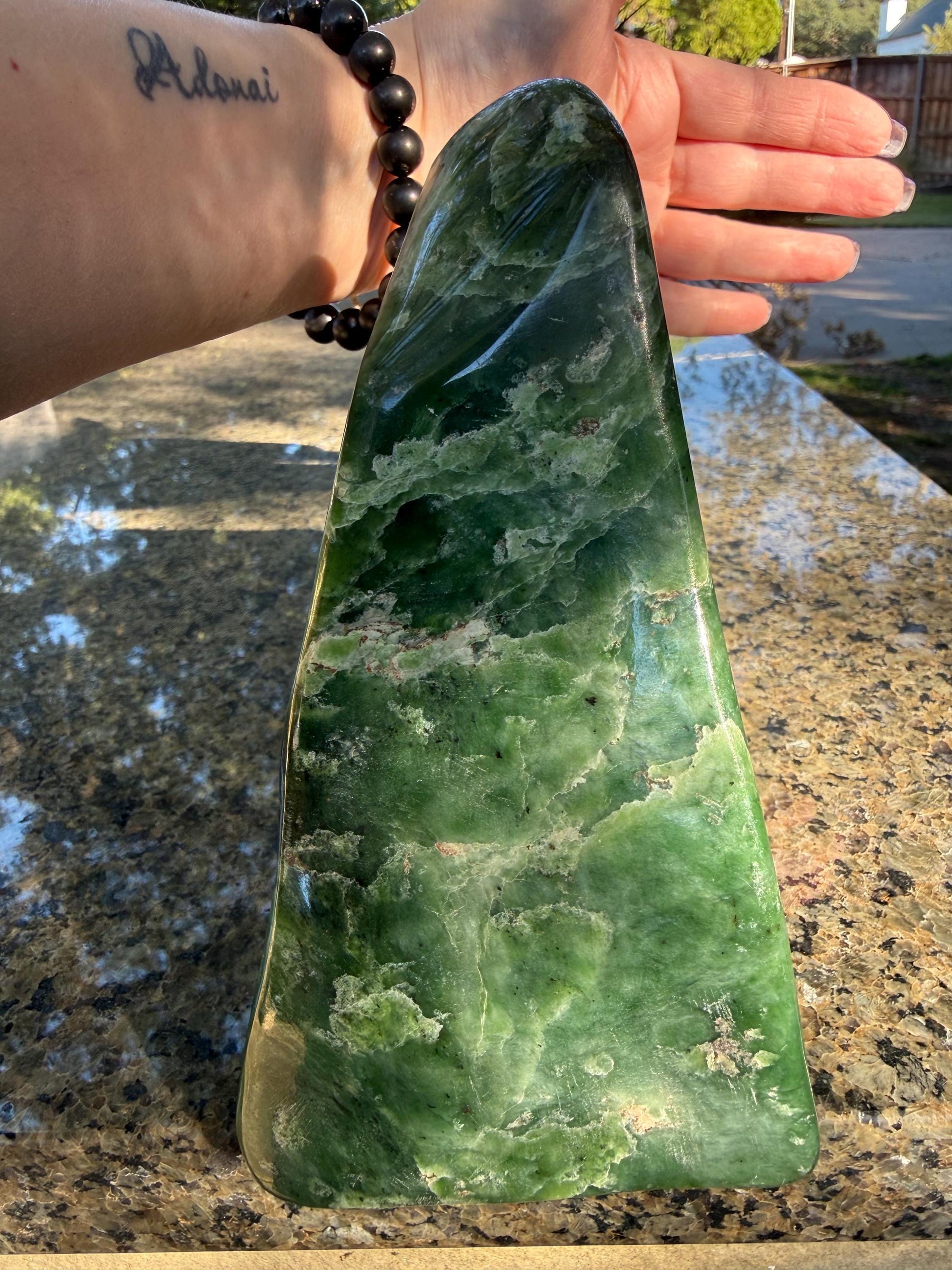 Authentic Nephrite Green Jade Freeform, new, gifts, altar, high vibration premium healing, 7.5”